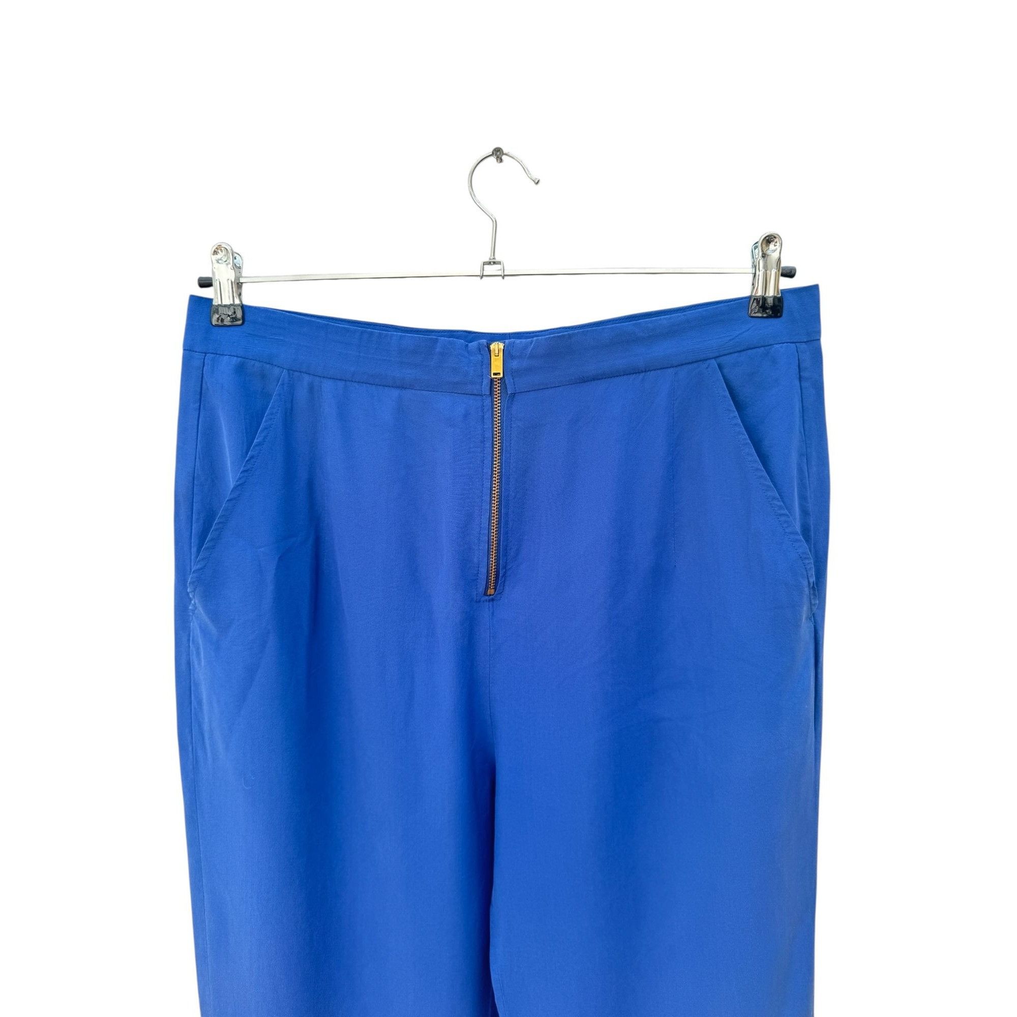 Celine Electric Blue Pure Silk Trousers Size 28" / US 6 / IT 42 - 2 Thumbnail