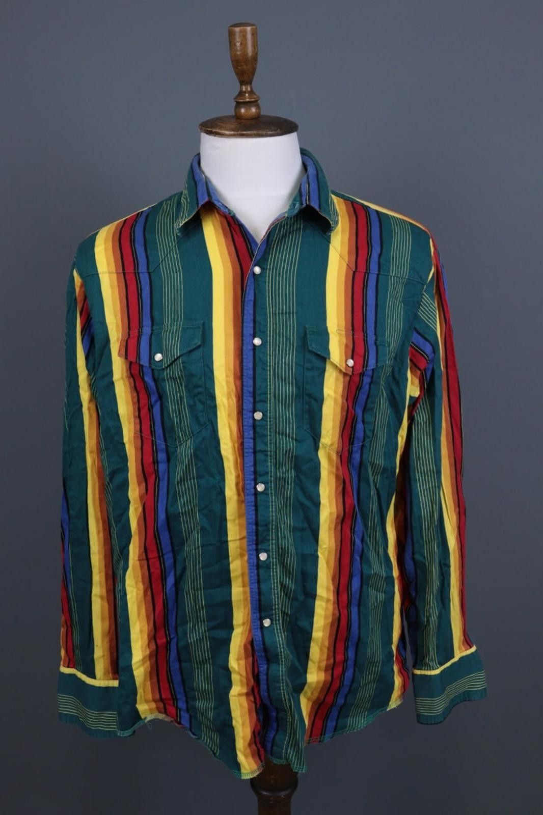 Wrangler Wrangler Multi Striped Collar Snap Front Western Shirt Size US M / EU 48-50 / 2 - 1 Thumbnail