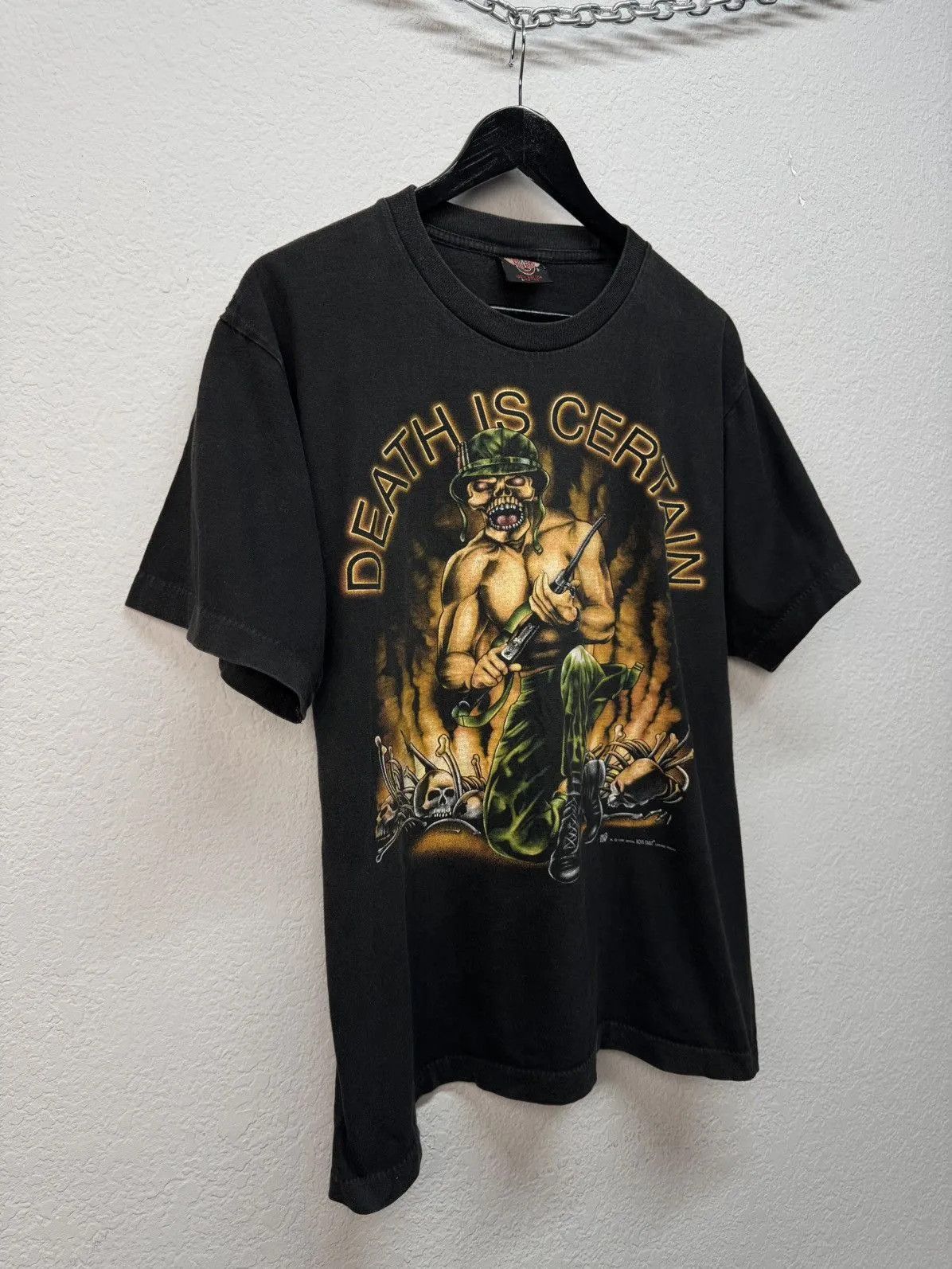 Band Tees Vintage 3d Emblem Death Is Certain Rare Military Made In USA Size US XL / EU 56 / 4 - 6 Thumbnail