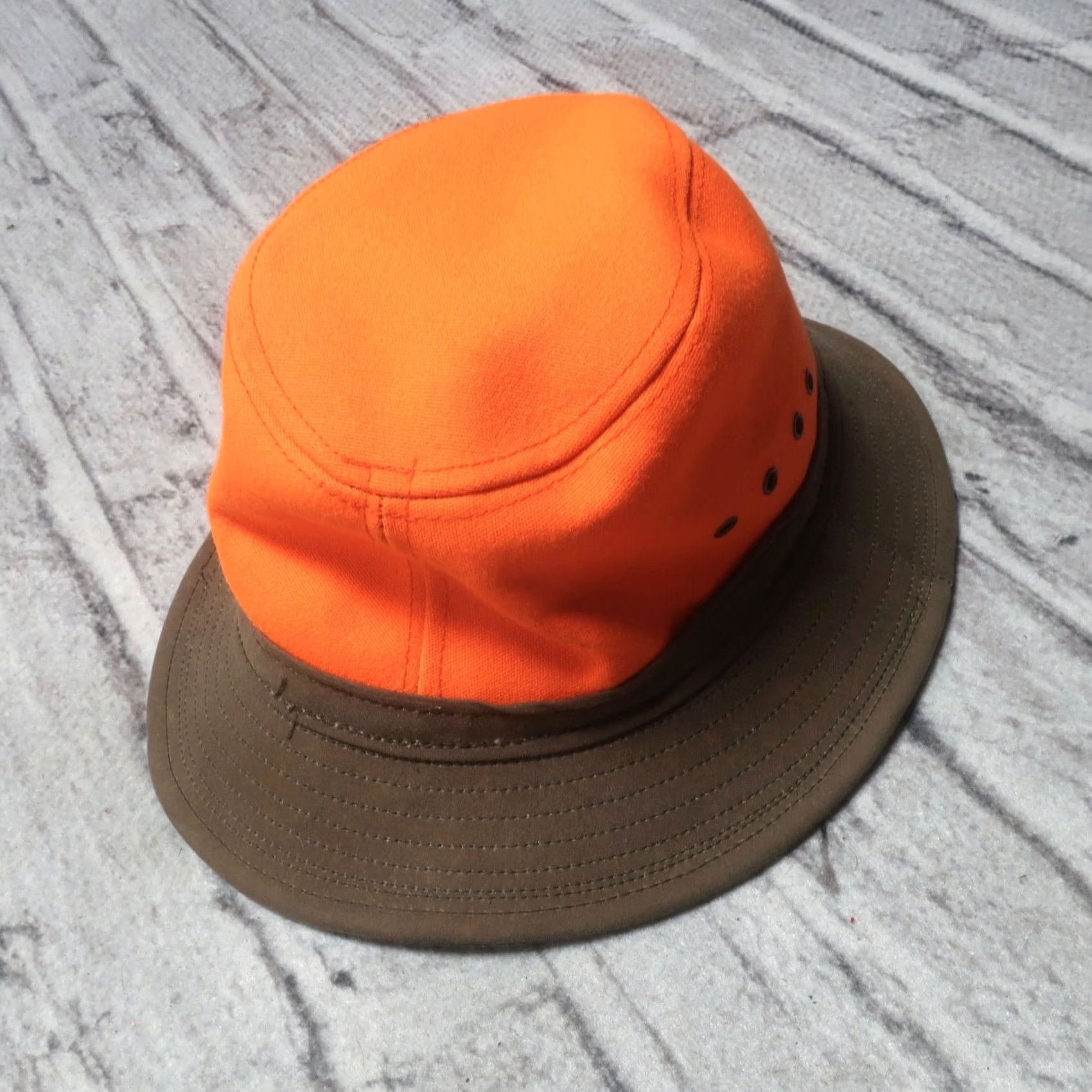 Filson VINTAGE Filson Tin Cloth Packer Hat Men Small Safety Orange USA Made 60015 Size ONE SIZE - 3 Thumbnail