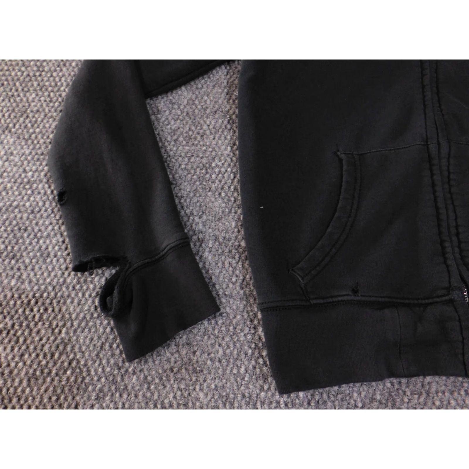 True Religion VINTAGE True Religion Hoodie Sweatshirt Mens S Black Full Zip Back Denim Patch Graphic Print Logo Zipper Kangaroo Pockets Size US S / EU 44-46 / 1 - 5 Thumbnail