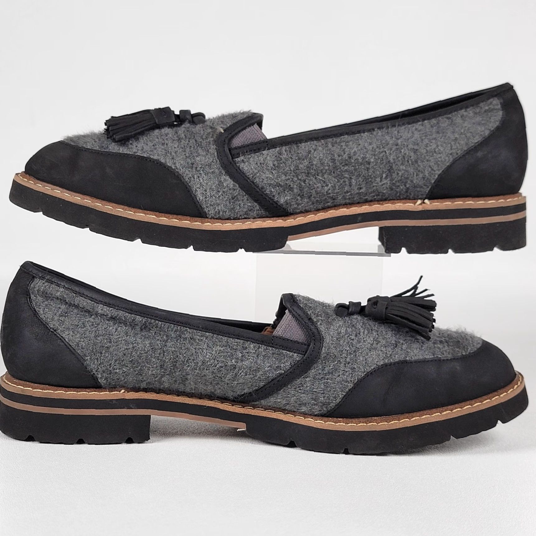 Vintage Aerosoles Women's Pen Name Kiltie Loafer Black & Grey Tasseled Slip On Flat Size US 10 / IT 40 - 4 Thumbnail