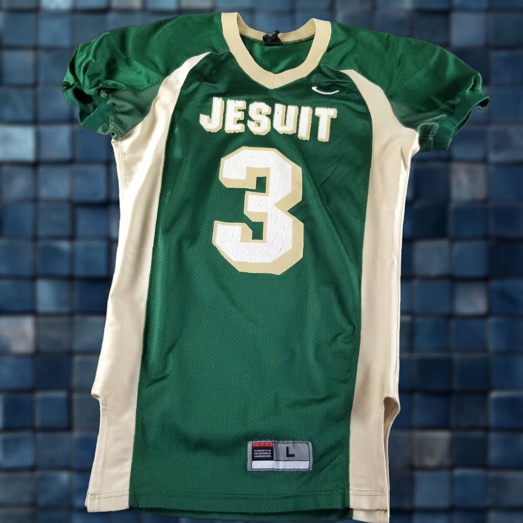 Nike VINTAGE Nike Jersey Adult Large Green Jesuit Christian Religious God Game 90s Mens Size US L / EU 52-54 / 3 - 1 Thumbnail
