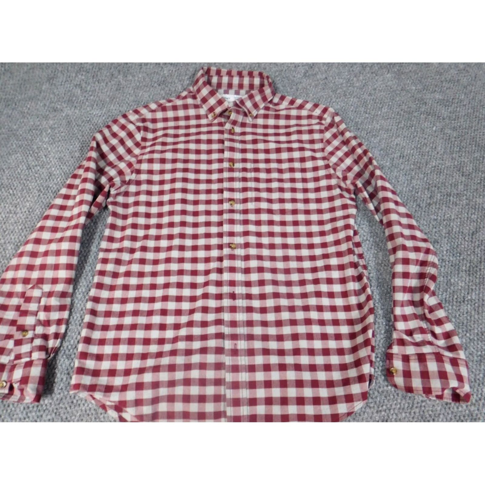 Old Navy Old Navy Mens Shirt M Red Button-Down Everyday Plaid Shirt, Long Sleeve, Cotton, Button-Up, Classic, Pockets, Knit, Regular Fit, Men Size US M / EU 48-50 / 2 - 3 Thumbnail
