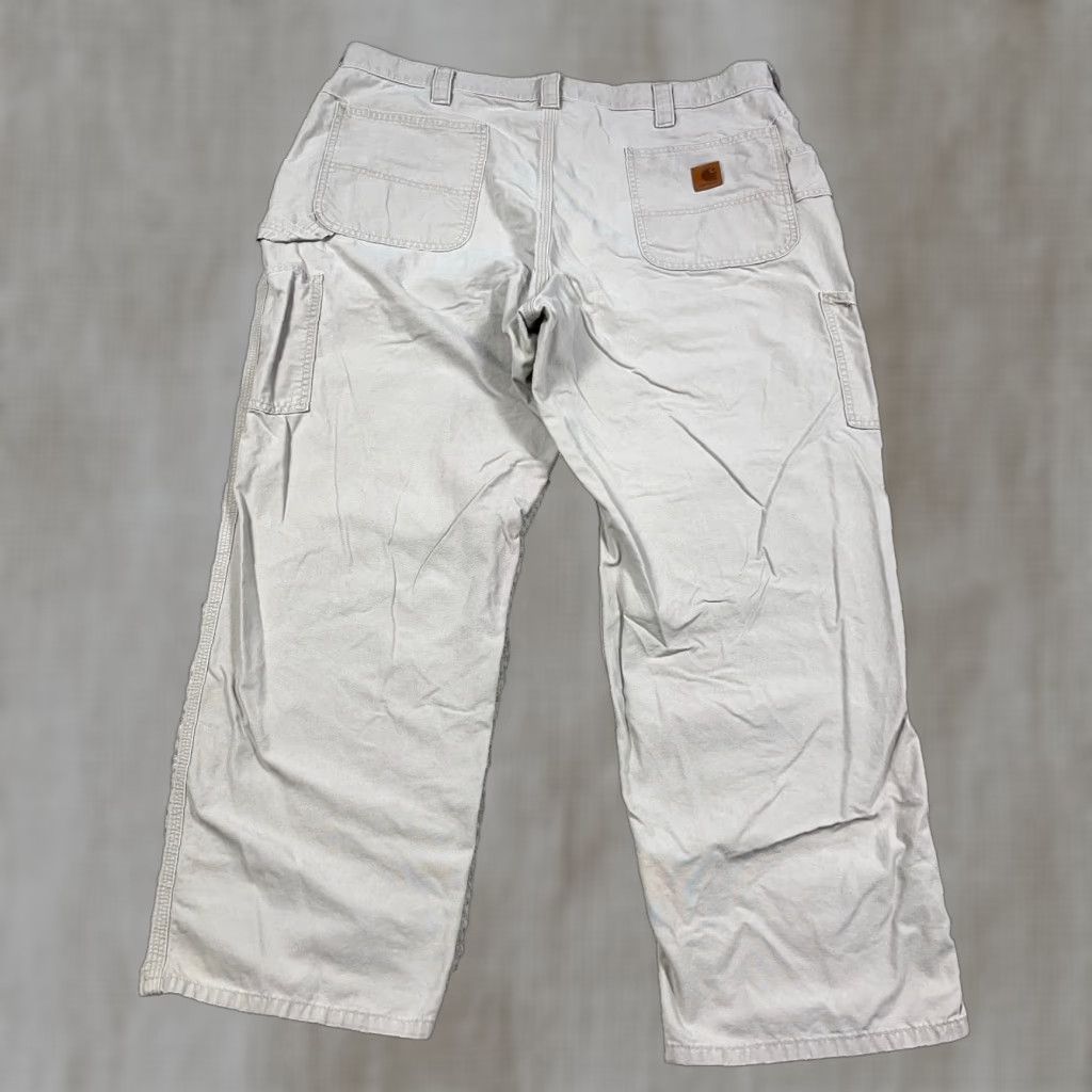 Carhartt VINTAGE Carhartt Pants Men 42x30 Carpenter JeansDungaree Work Wear B151 VTG Y2K Brown Beige Canvas 5-Pocket Casual Workwear Mens Size US 42 / EU 58 - 1 Thumbnail