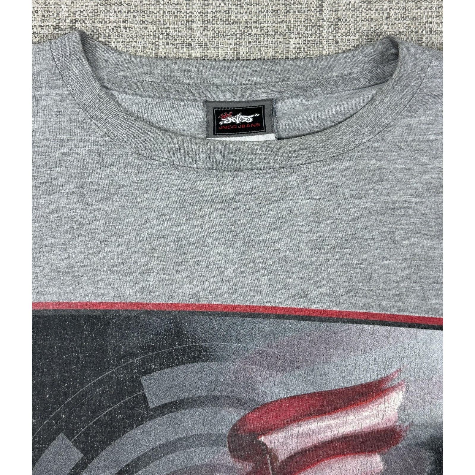 JNCO JNCO Jeans Shirt Sz XL Gray Long Sleeve USA Flag Sleeve USA Size US XL / EU 56 / 4 - 8 Thumbnail