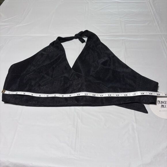 PRINCESS POLLY Princess Polly Black V-Neck Halter Sequin Crop size 10 Size M / US 6-8 / IT 42-44 - 3 Thumbnail