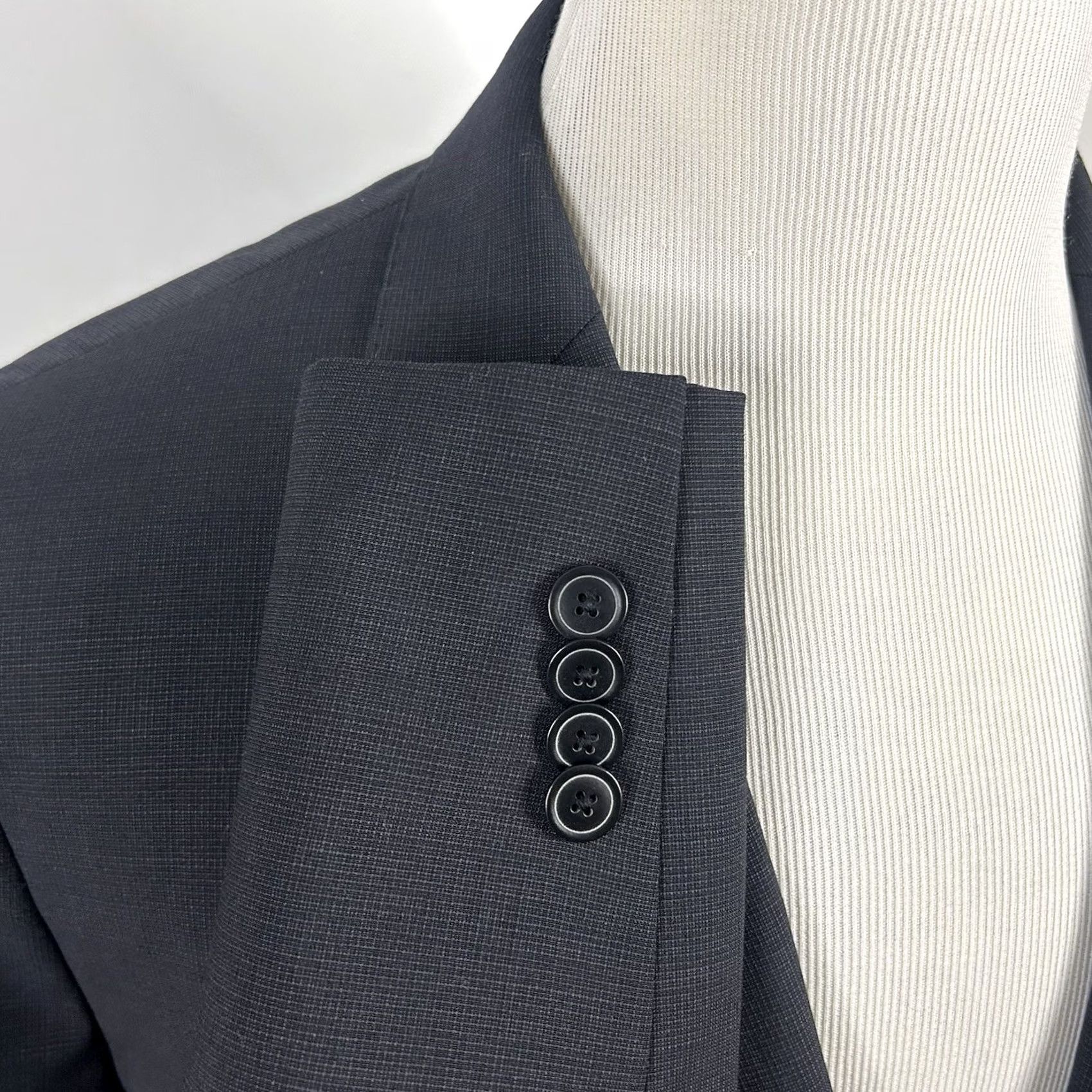 Joseph Abboud Joseph Abboud Sport Coat Black Plaid Two Button 44R Slim Fit Wool Blend Men Jacket Coat Vented Regular Length Size US XS / EU 42 / 0 - 5 Thumbnail