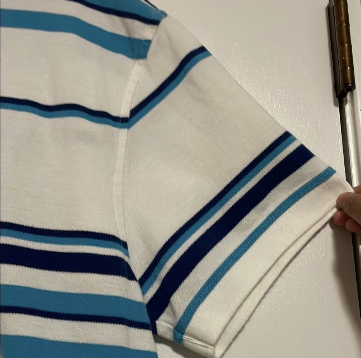 Aeropostale Aeropostale Blue and White Striped Polo Size US L / EU 52-54 / 3 - 4 Thumbnail