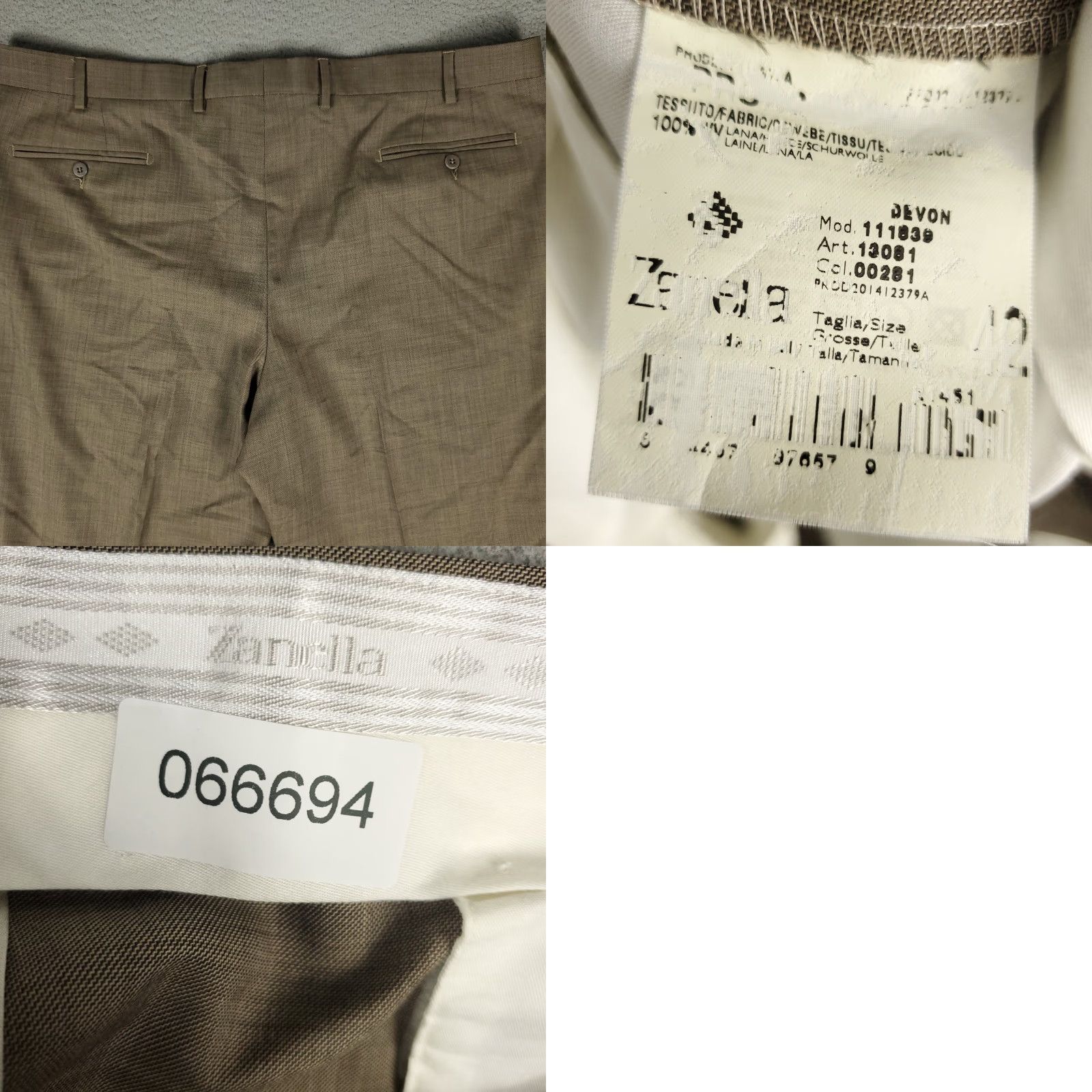 Zanella Zanella Pants Mens 42x30 Brown Devon Wool Flat Front Trousers Chino Dress Pants Regular Straight Front Pocket Slacks Vintage No (if applicable) Size US 42 / EU 58 - 8 Thumbnail