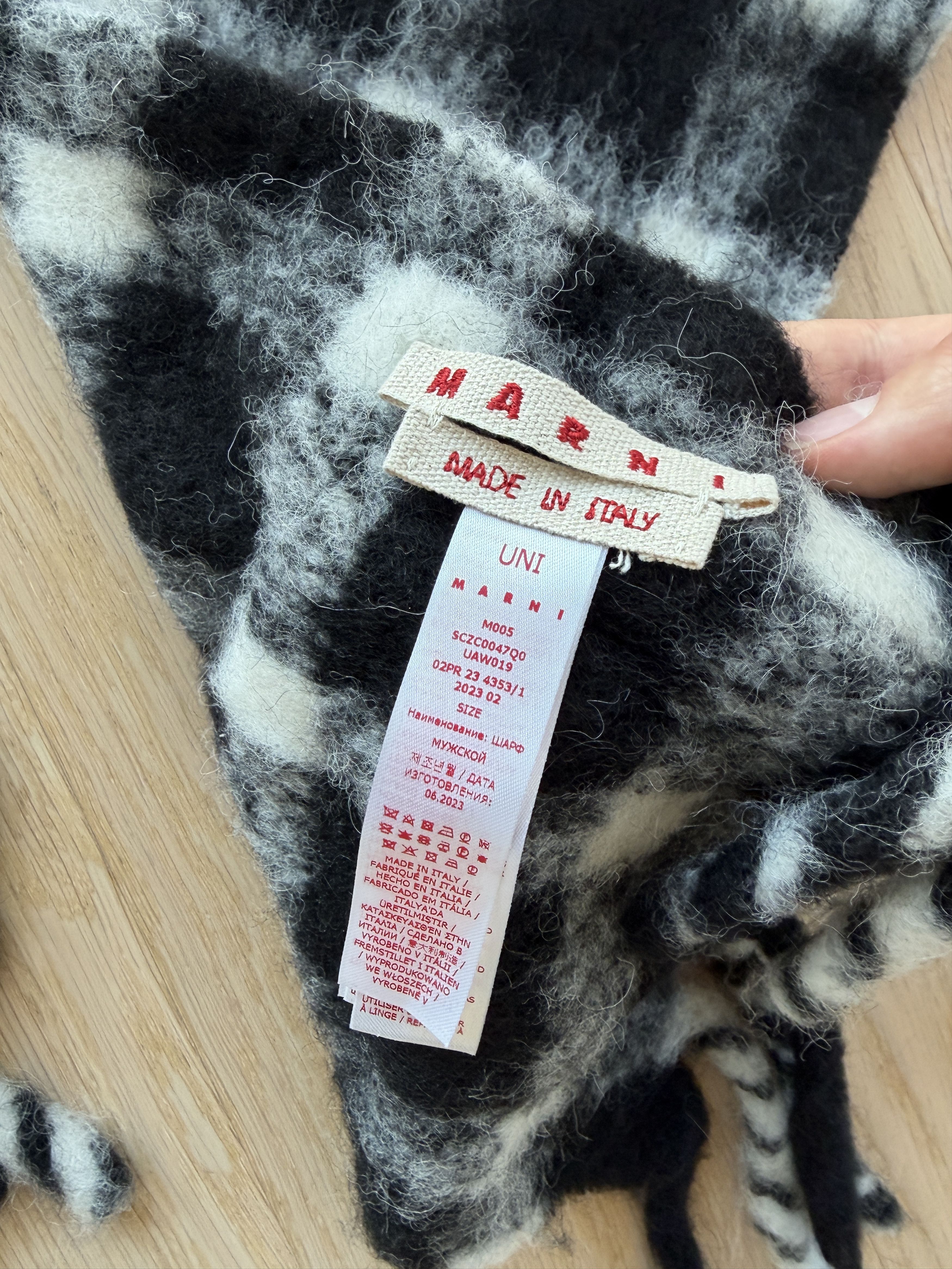 Marni MARNI Alpaca Black & White Check Scarf Size ONE SIZE - 3 Thumbnail