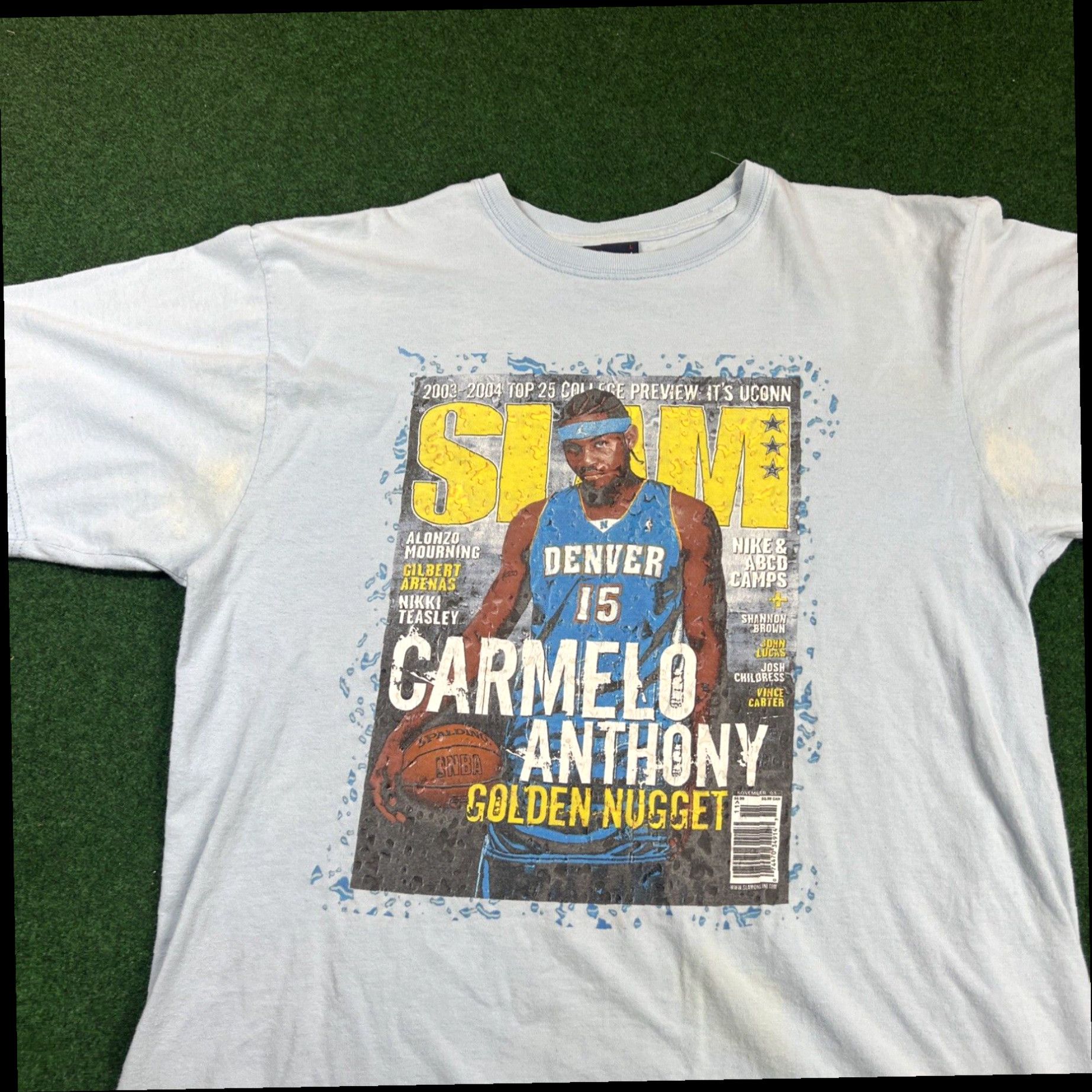 Vintage Carmelo Anthony SLAM Magazine Cover Shirt Vintage Slam Brand ￼Large VERY RARE Size US L / EU 52-54 / 3 - 2 Thumbnail