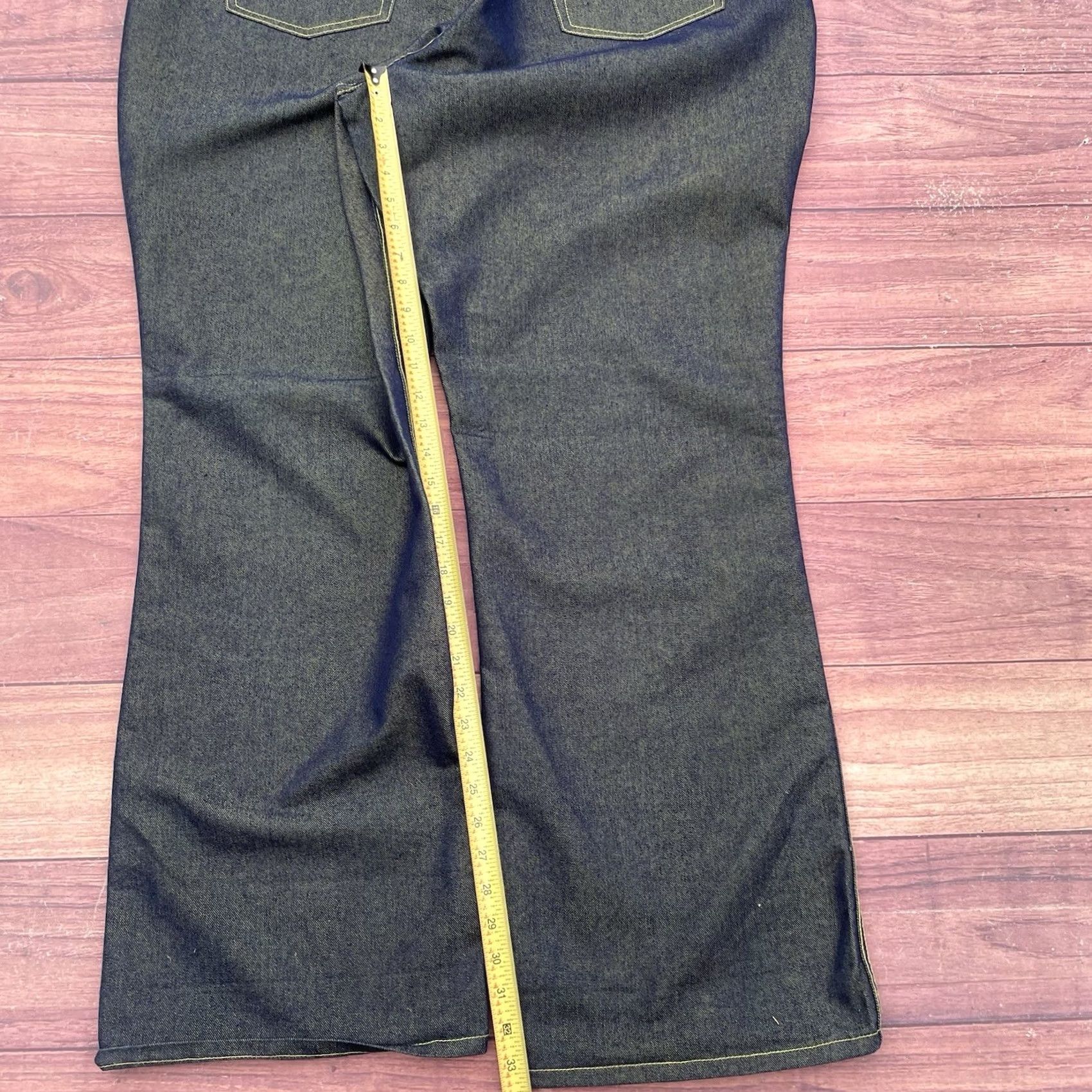 Denime VINTAGE Crest Jeans Wide-Leg Denim Jeans 24W Women Blue Lime Green Y2K Baggy Grunge Hip Hop 33.5in Inseam Womens Size 42" / US 20 - 7 Thumbnail