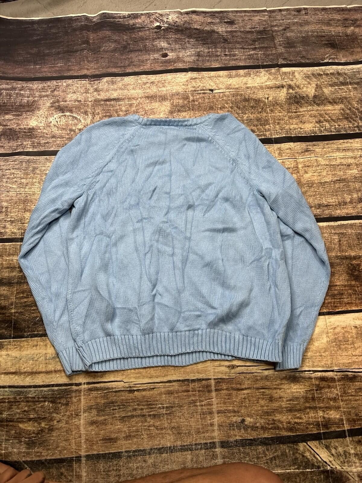 Lands' End Lands End Drifter Sweater Womens XL Cable Knit Cotton Blue Size XL / US 12-14 / IT 48-50 - 3 Thumbnail