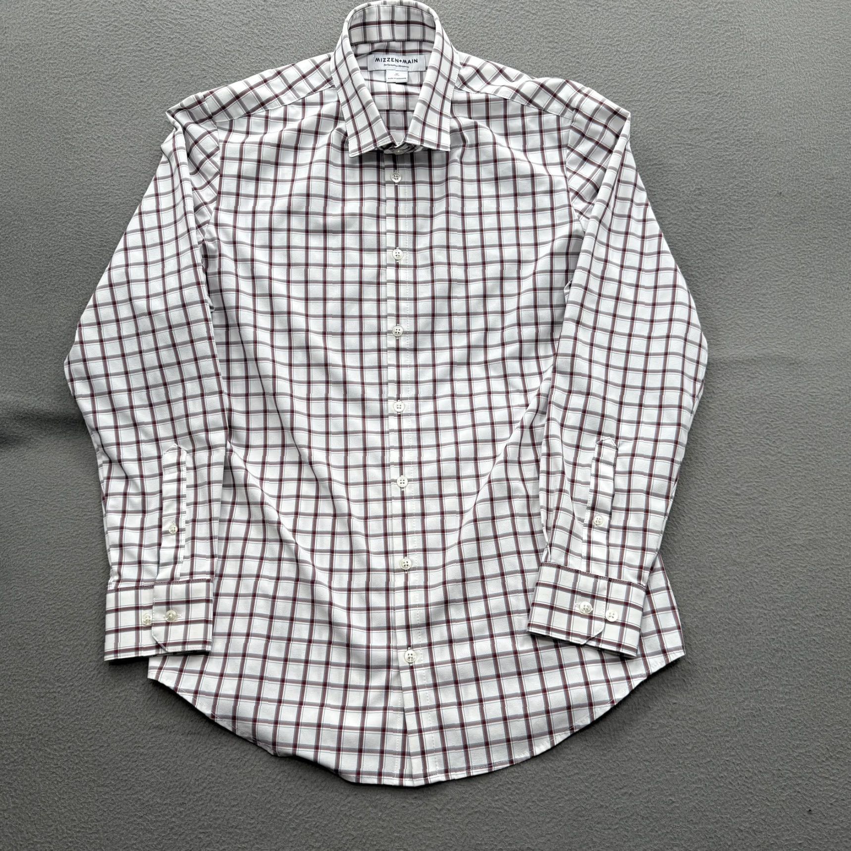 Mizzen+Main Mizzen+Main Shirt Mens Medium White Check Trim Fit Performance Dress Shirt Size 40R - 2 Thumbnail