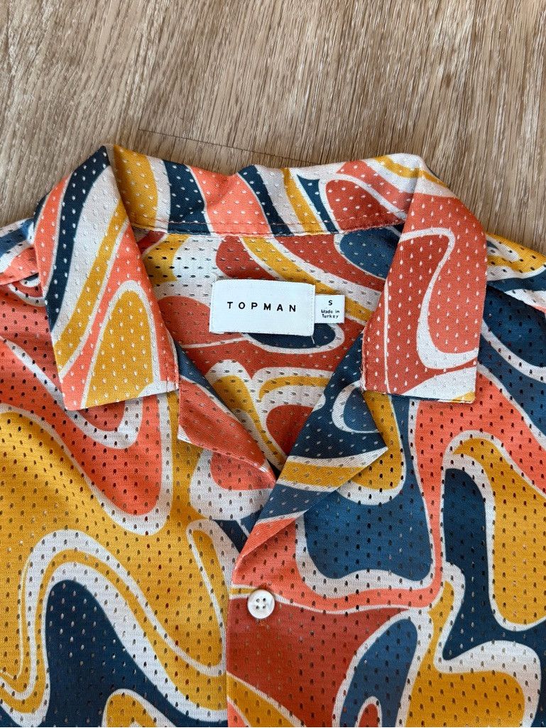 Topman Topman airtex swirl print shirt in orange and blue Size US S / EU 44-46 / 1 - 3 Thumbnail