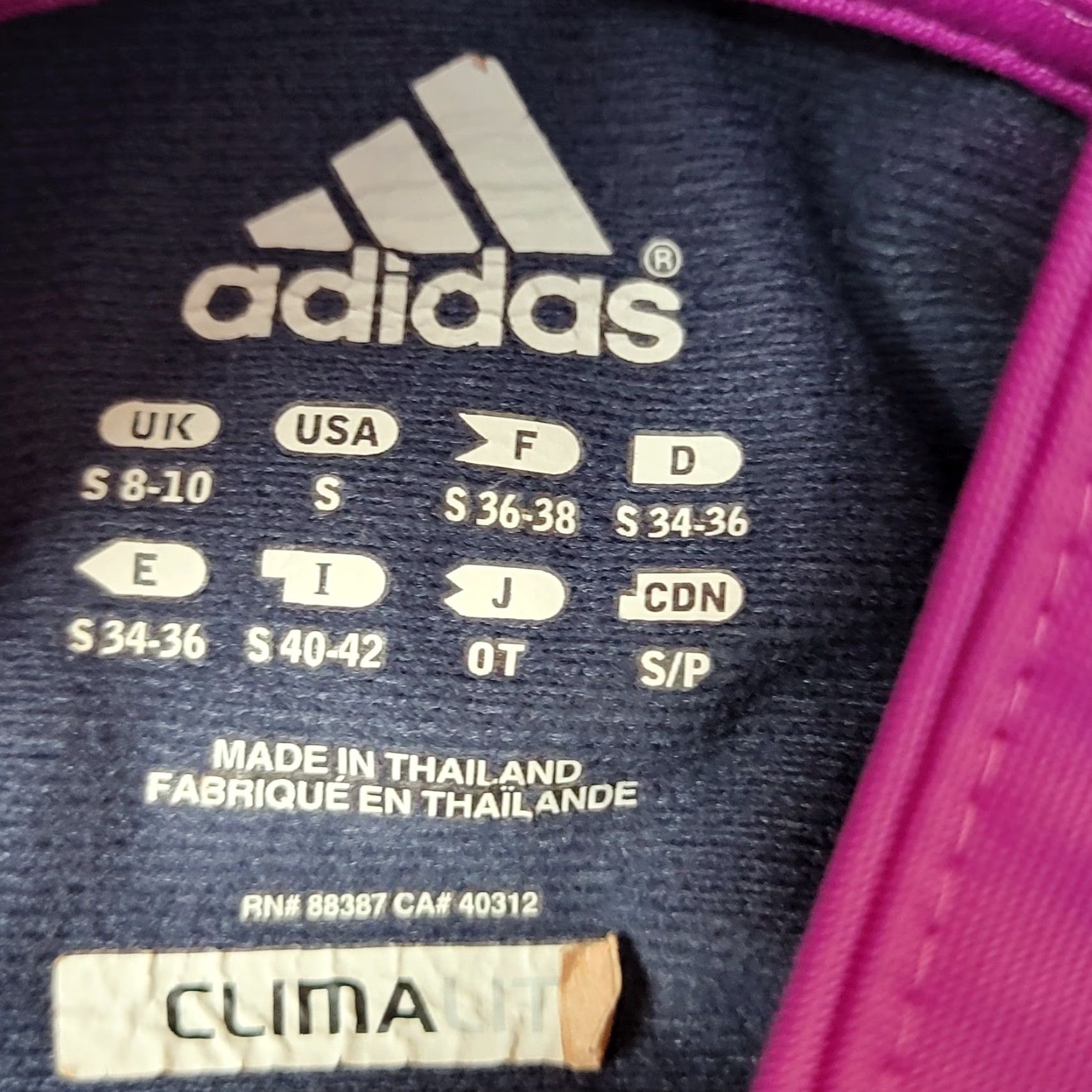 Adidas Adidas Track Jacket Womens Small Climalite Hooded Full Zip Striped Purple Navy S Womens Size S / US 4 / IT 40 - 4 Thumbnail