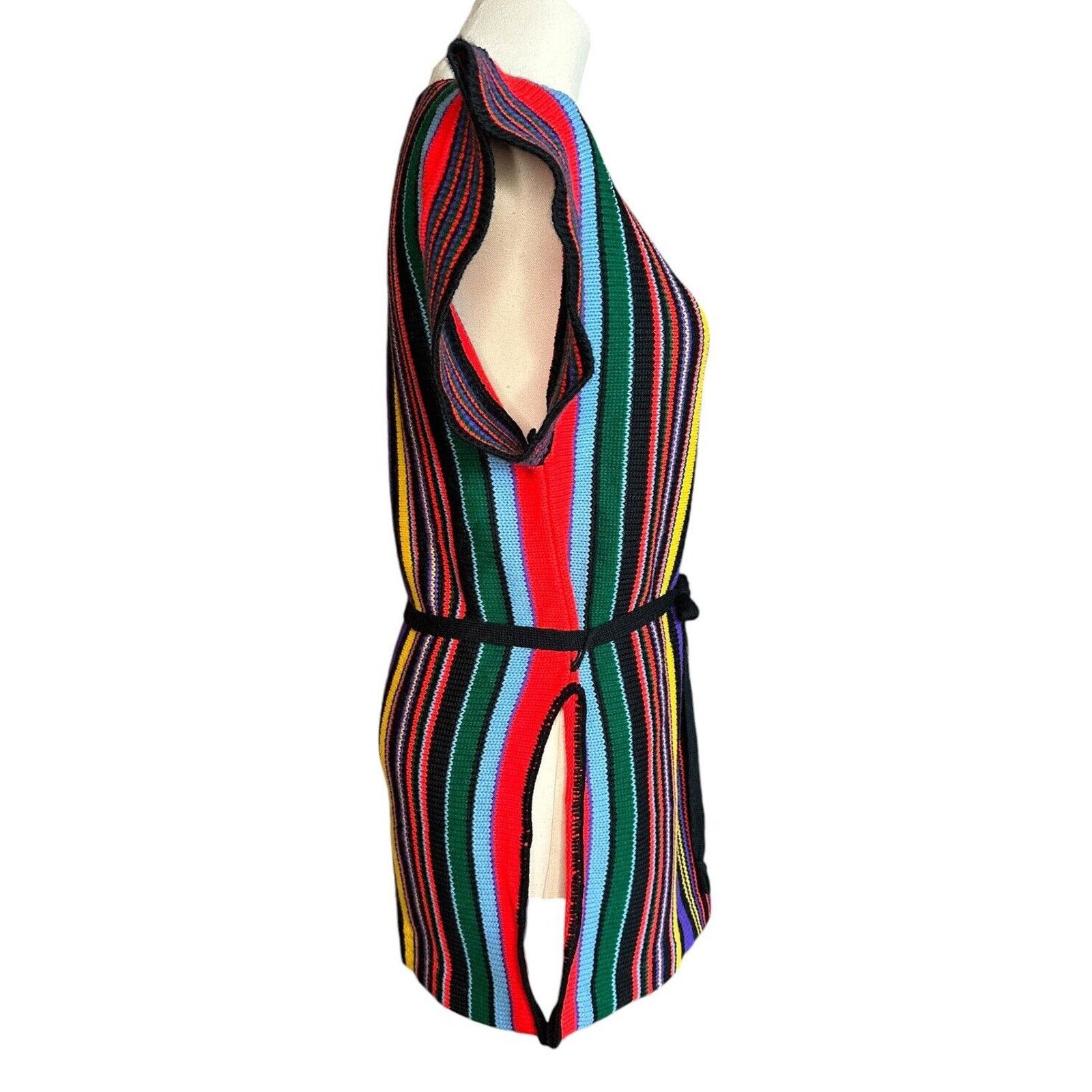 Other Vtg 70s Rainbow Striped Tunic Sweater Short Sleeve Belted S? Size S / US 4 / IT 40 - 6 Thumbnail