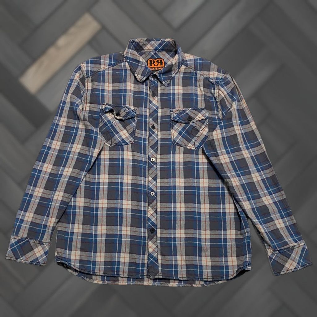 Vintage Rock Revival Shirt Mens XL Plaid Long Sleeve Button Up Casual Soft Flannel Blue Cotton Button-Up Pockets Regular Size US XL / EU 56 / 4 - 1 Thumbnail