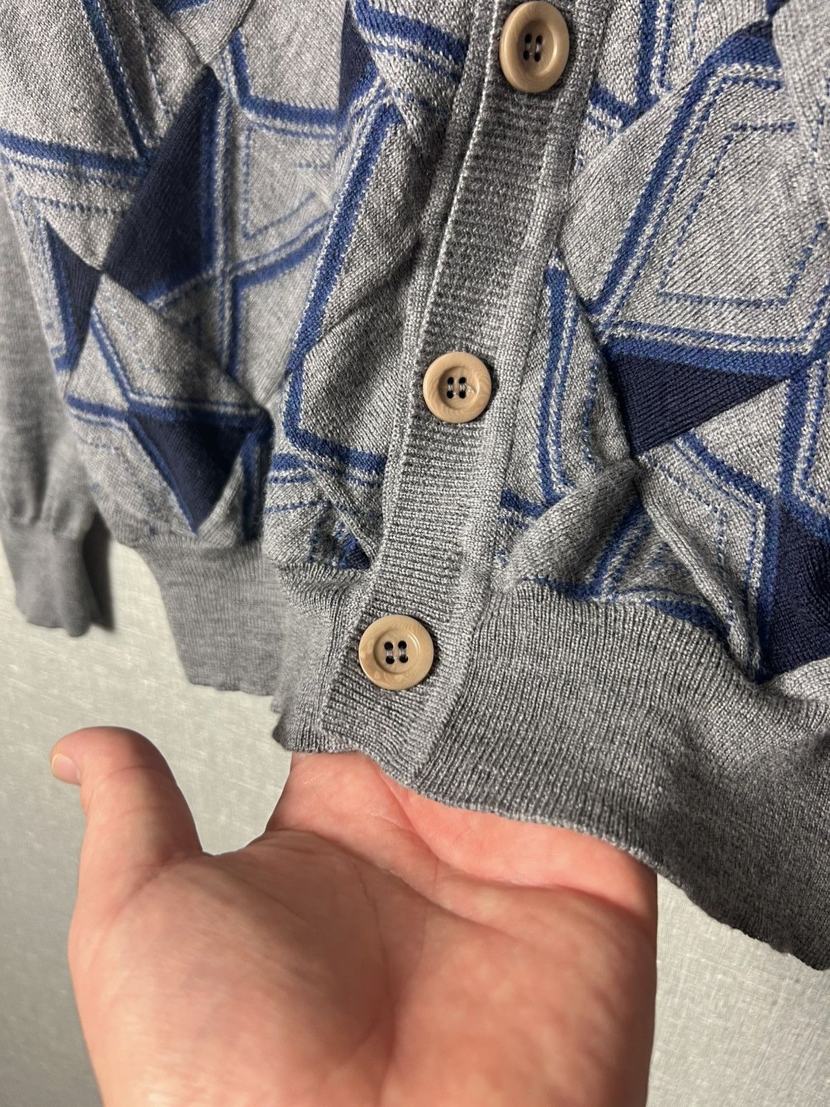 Maison Margiela Maison Margiela Geometric Pattern Wool Cardigan Mens Sweater Size US XL / EU 56 / 4 - 8 Thumbnail