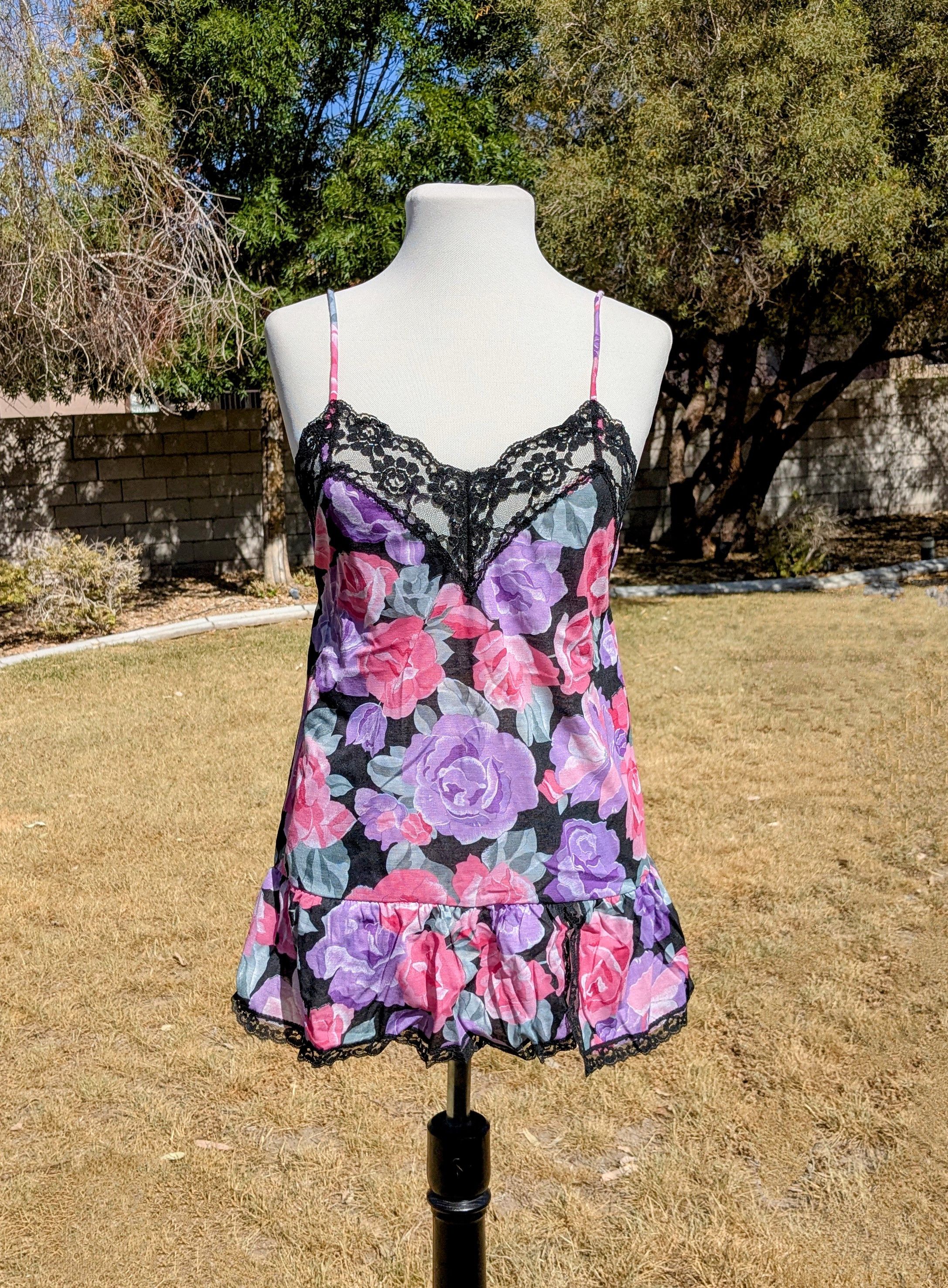 Vintage Floral Pullover Slip Gilligan & O'Malley USA Chemise Nightie Size S / US 4 / IT 40 - 1 Thumbnail