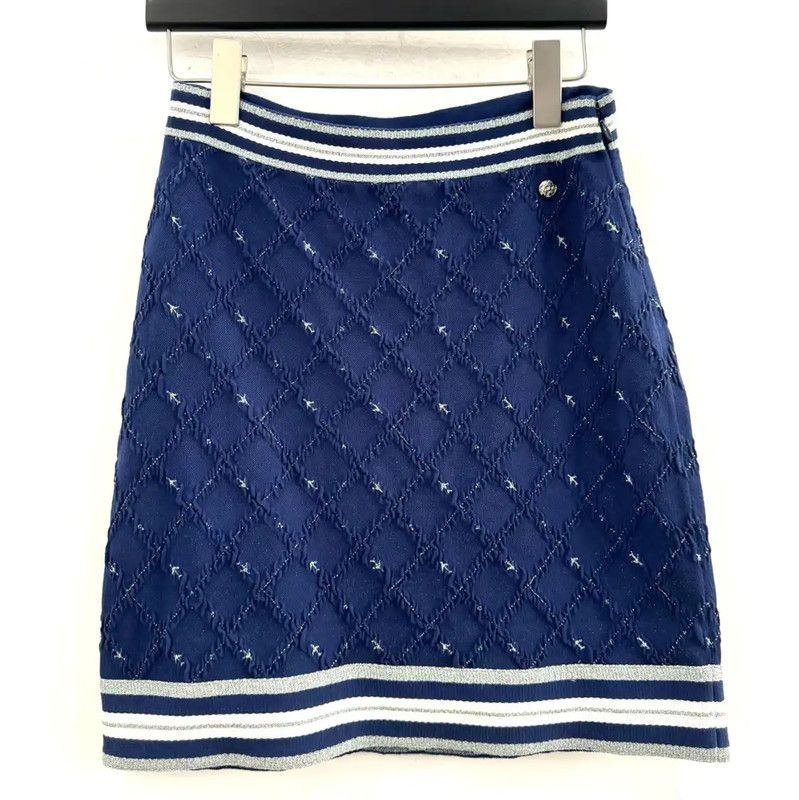 Chanel Chanel Blue Cotton Women's Skirt 0089 Size 26" / US 2 / IT 38 - 1 Thumbnail