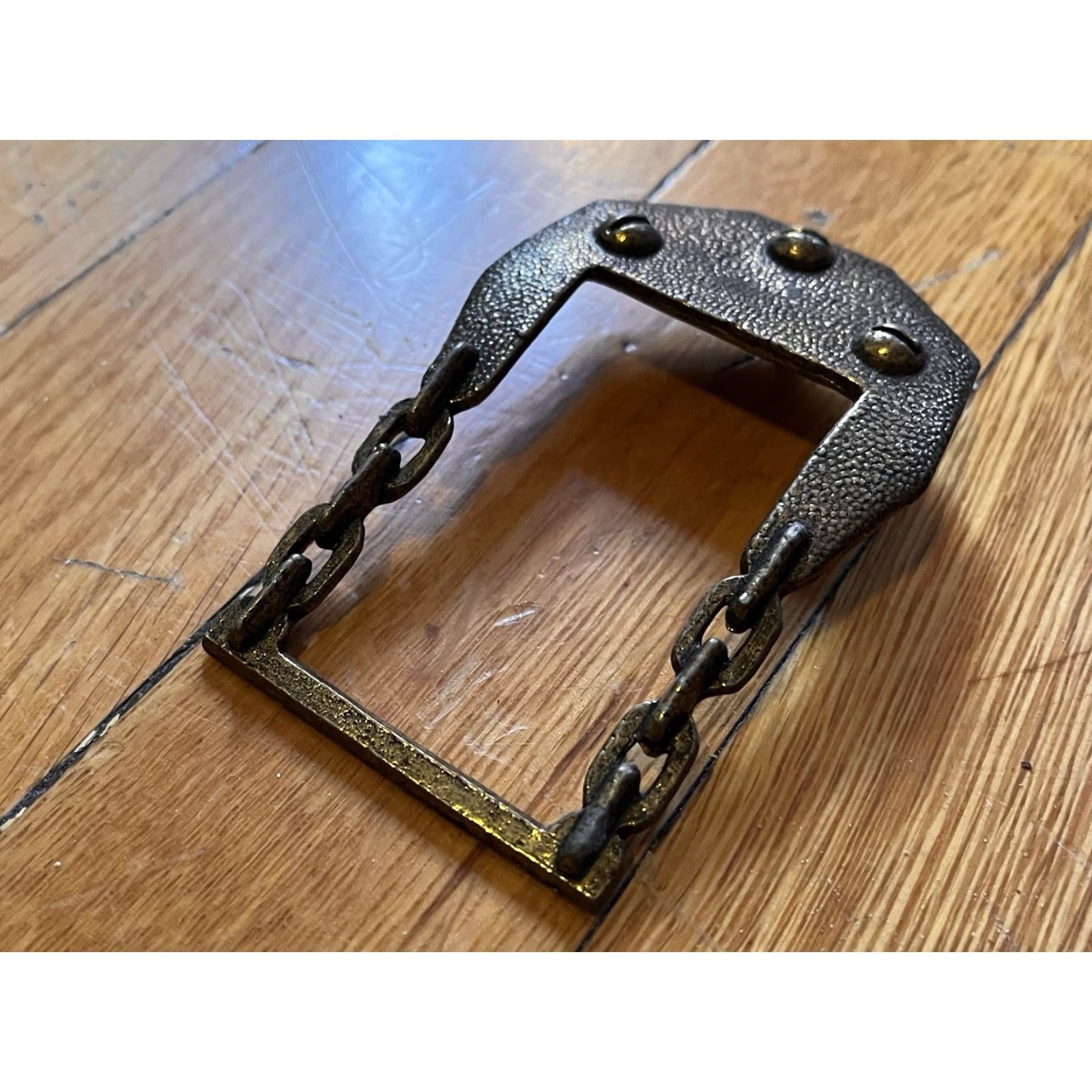 Vintage VINTAGE Accurate Belt Buckle Industrial Steampunk Chain Link Screws Brass Belt Buckle Gold 60s Mens Womens Adults Unisex Vintage Size ONE SIZE - 4 Thumbnail