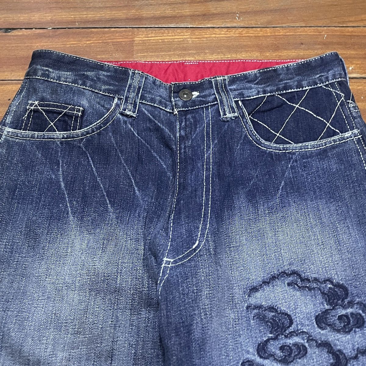 If Six Was Nine Rare Design Vintage Japanese Brand Sukajan Jeans 1990s Size US 30 / EU 46 - 3 Thumbnail