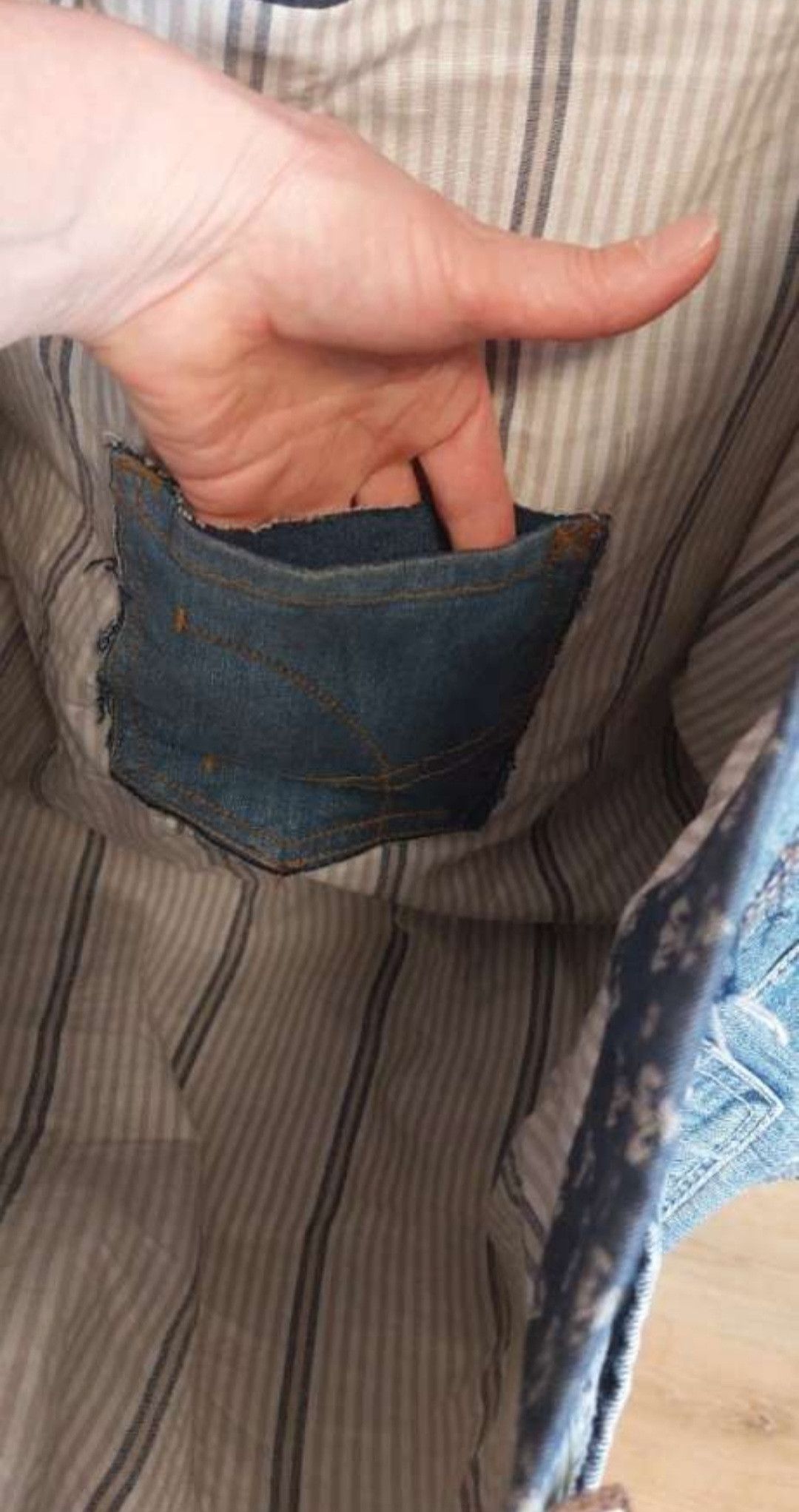 Handmade Heavy Denim Tote with Leather Belt Straps Size ONE SIZE - 10 Thumbnail
