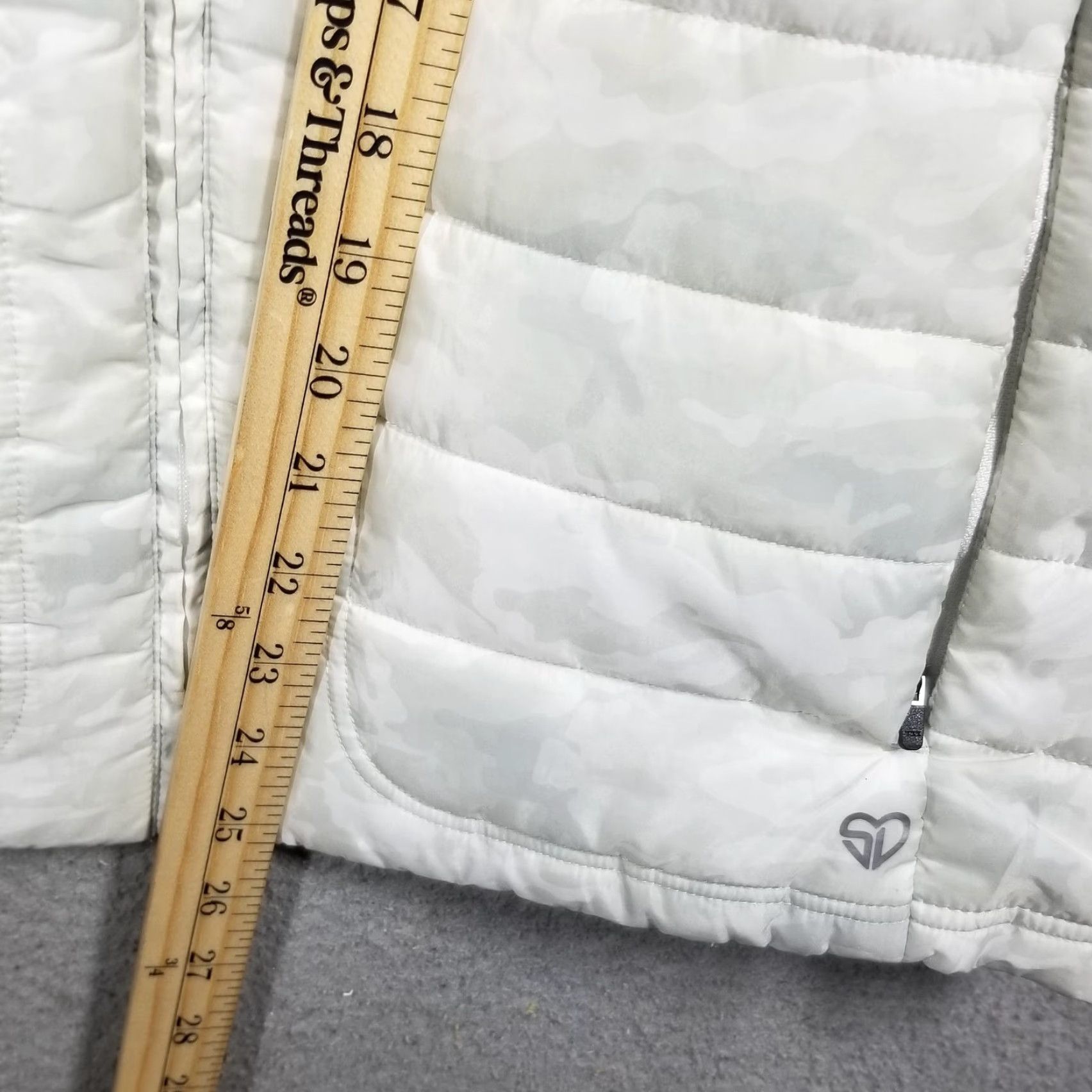 Vintage Straight Down Vest Womens Medium White Camo Quilted Puffer Zip Golf Pebble Beach Size M / US 6-8 / IT 42-44 - 6 Thumbnail