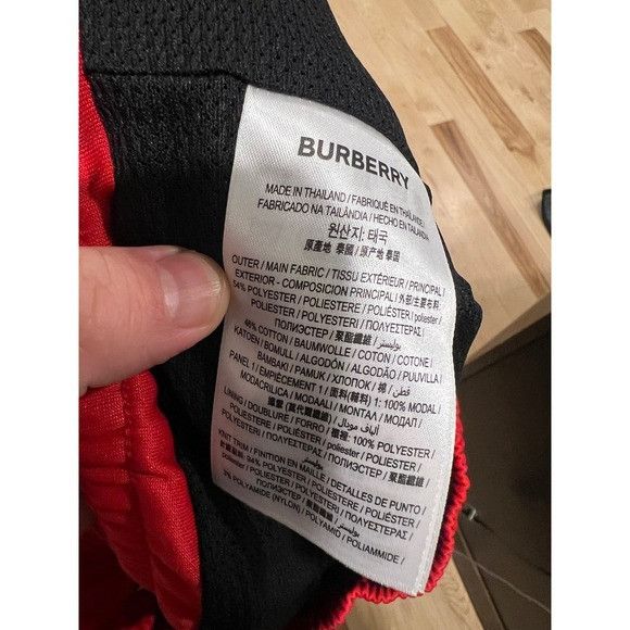 Burberry Mens Track Pants Bright Red Side Stripe Casual Jogg