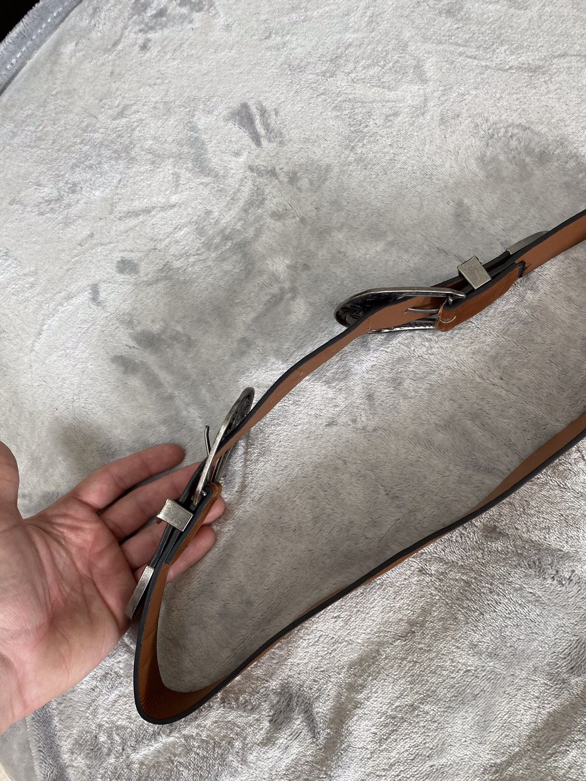 Japanese Brand × Vintage CRAZY VINTAGE METAL BLACK LEATHER BELT BB SIMON STYLE Size ONE SIZE - 5 Thumbnail