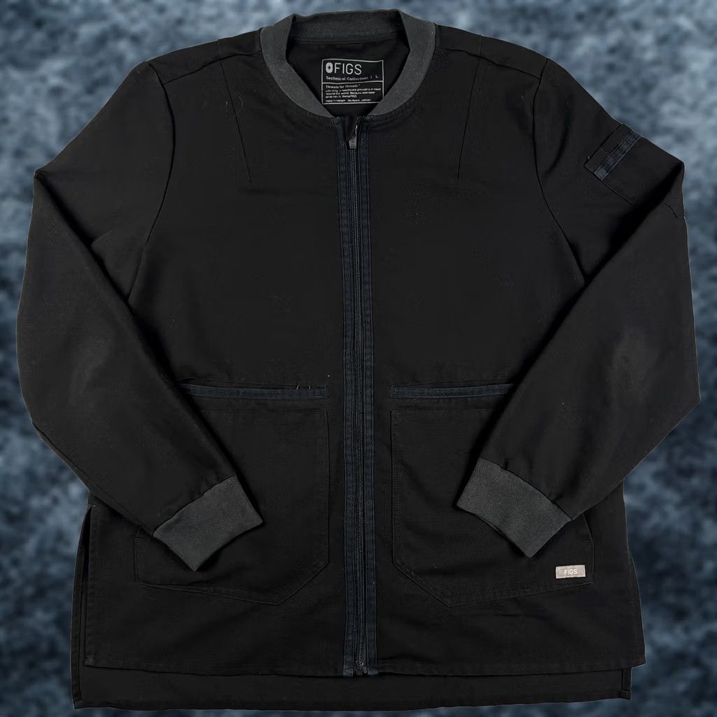 ELLERY FIGS Bellery Jacket Bomber Zip Scrub Lab Medical Coat Technical Large Black Women L Polyester Solid Size US L / EU 52-54 / 3 - 1 Thumbnail