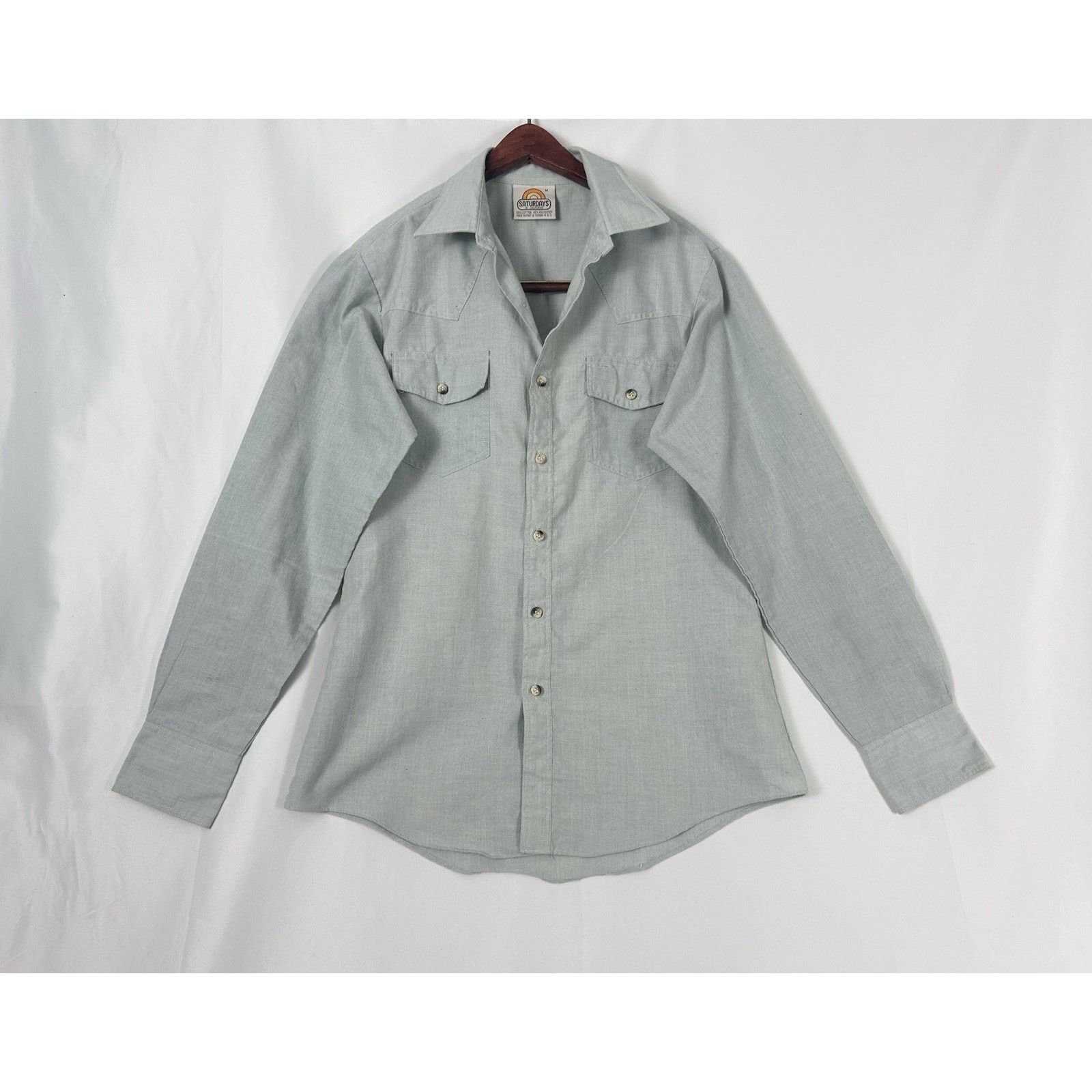 The Unbranded Brand VTG Saturday's In California Mens M Light Blue Shirt Size US M / EU 48-50 / 2 - 1 Thumbnail