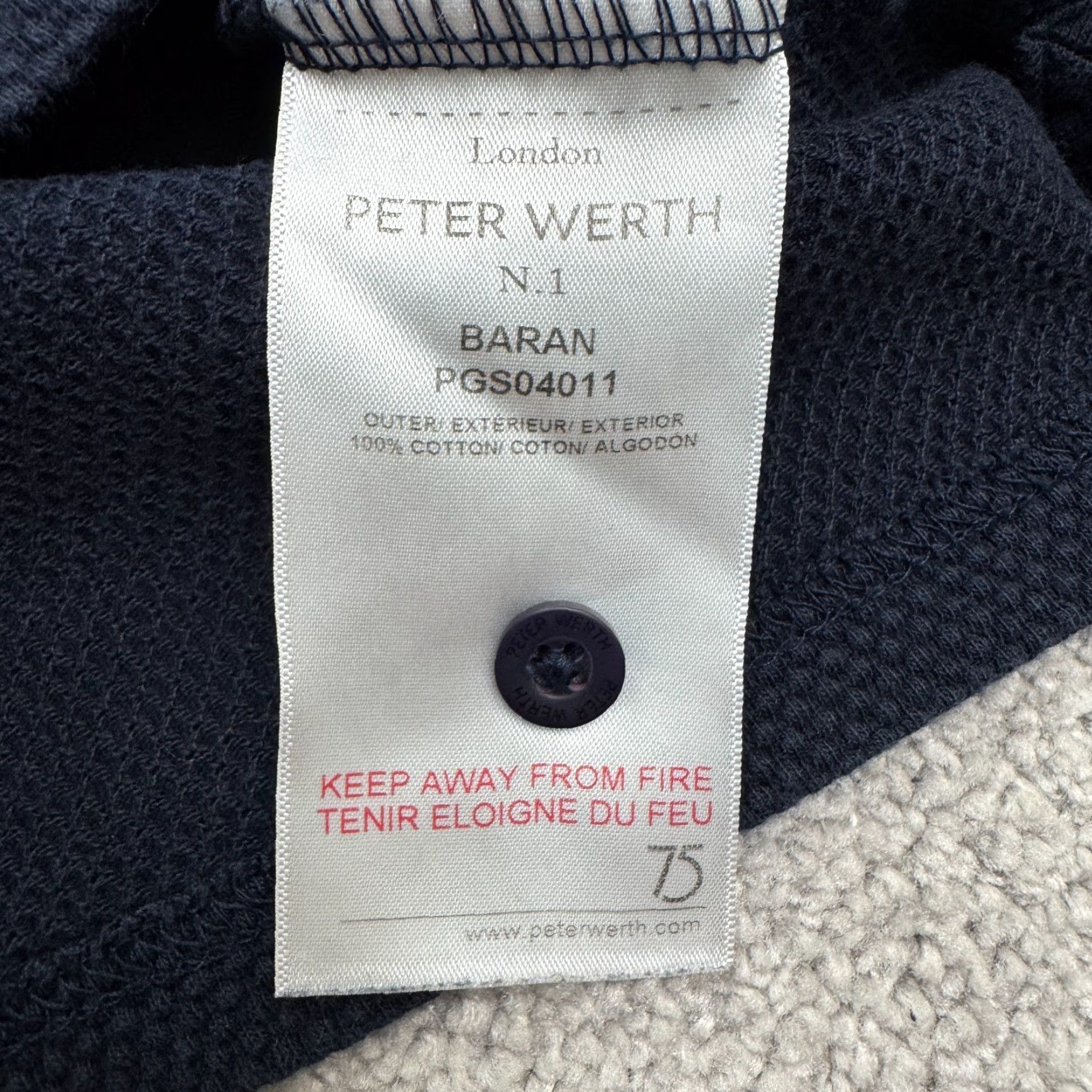 Vintage Peter Werth London N.1 Baran Polo Shirt Mens Medium Navy Blue Textured Pique Top Size US M / EU 48-50 / 2 - 7 Thumbnail