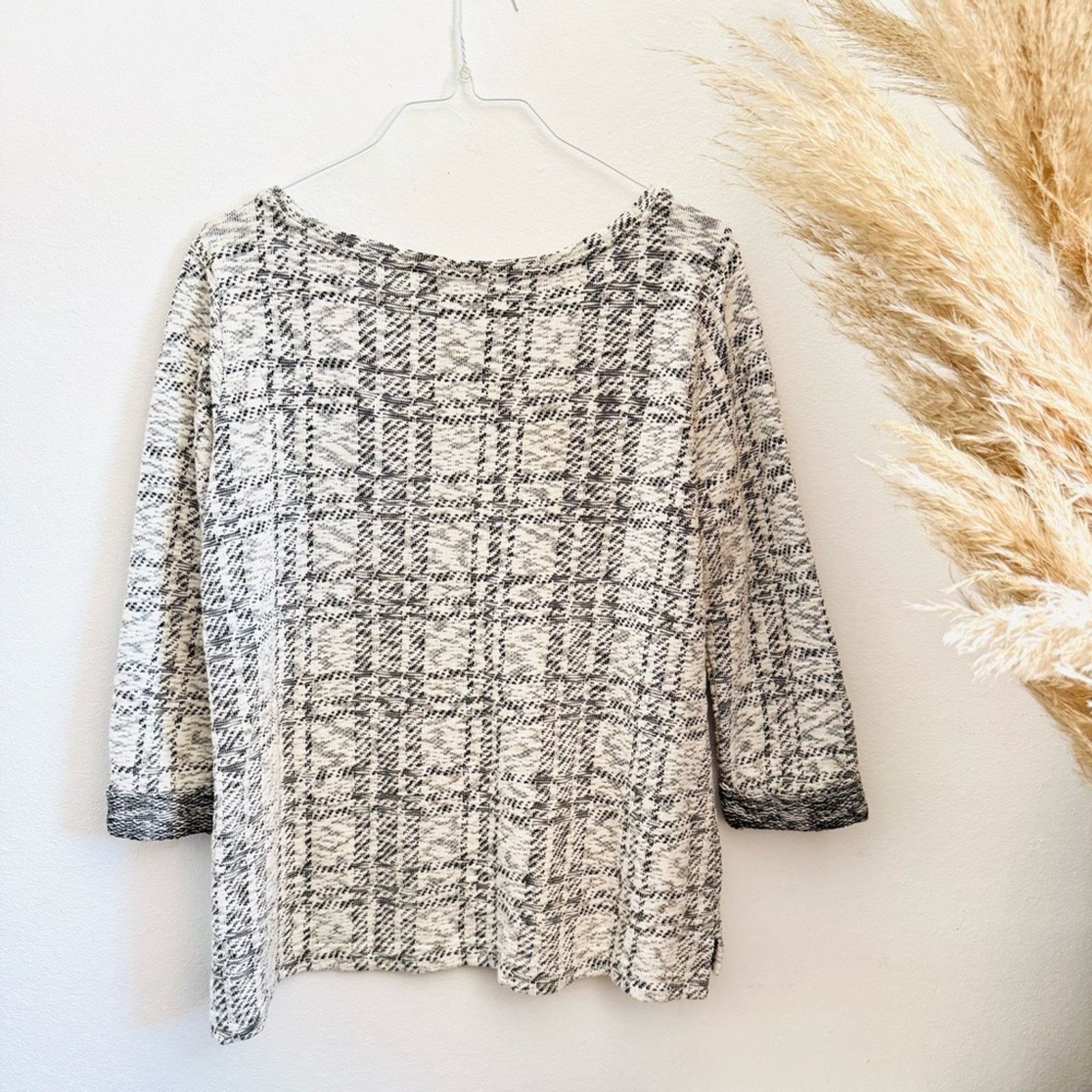 Croft & Barrow VINTAGE CROFT White Black Grey Print Pullover Sweater Top XL Size XL / US 12-14 / IT 48-50 - 5 Thumbnail