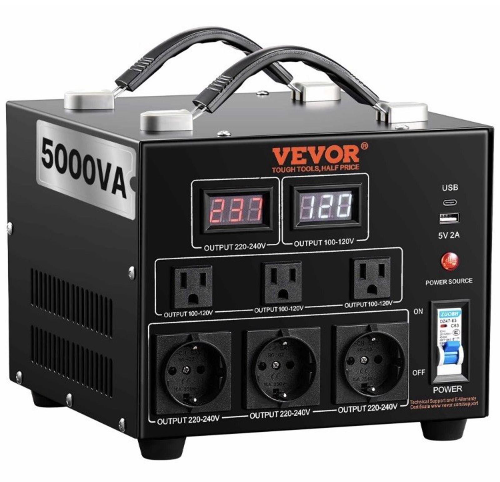 Other 5000W Voltage Converter Up/Down 220V 110V 110V 220V VEVOR Size ONE SIZE - 1 Thumbnail