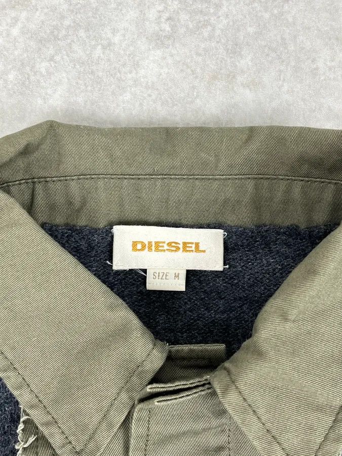 Diesel 2000s Diesel Khaki Patchwork Grey Wool Polo Sweater Size US M / EU 48-50 / 2 - 9 Thumbnail