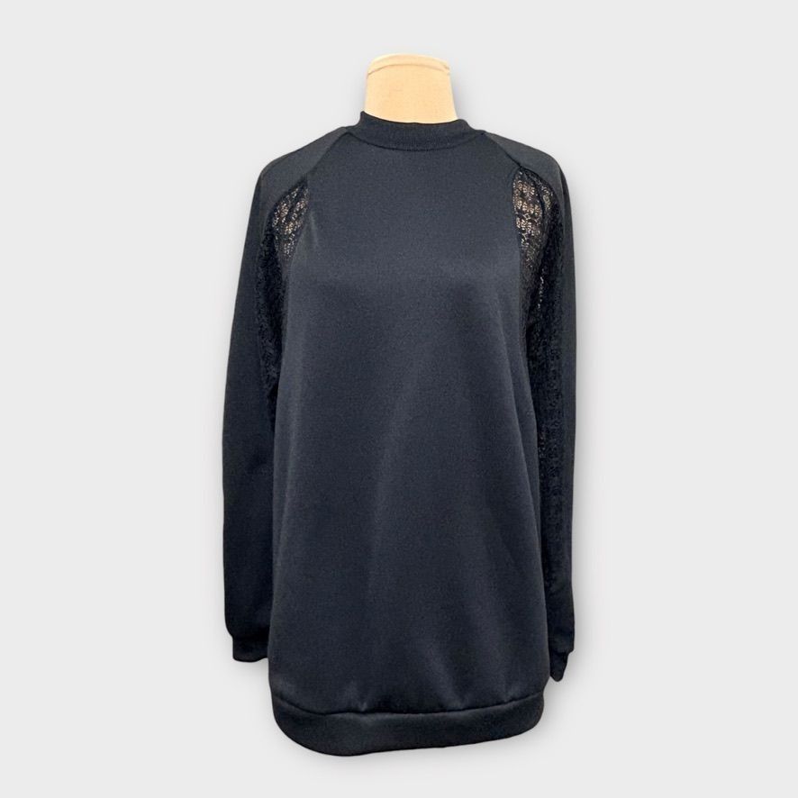Adidas NEW Lace Oversized Pullover Adidas S Black Sheer Athleisure Size S / US 4 / IT 40 - 5 Thumbnail