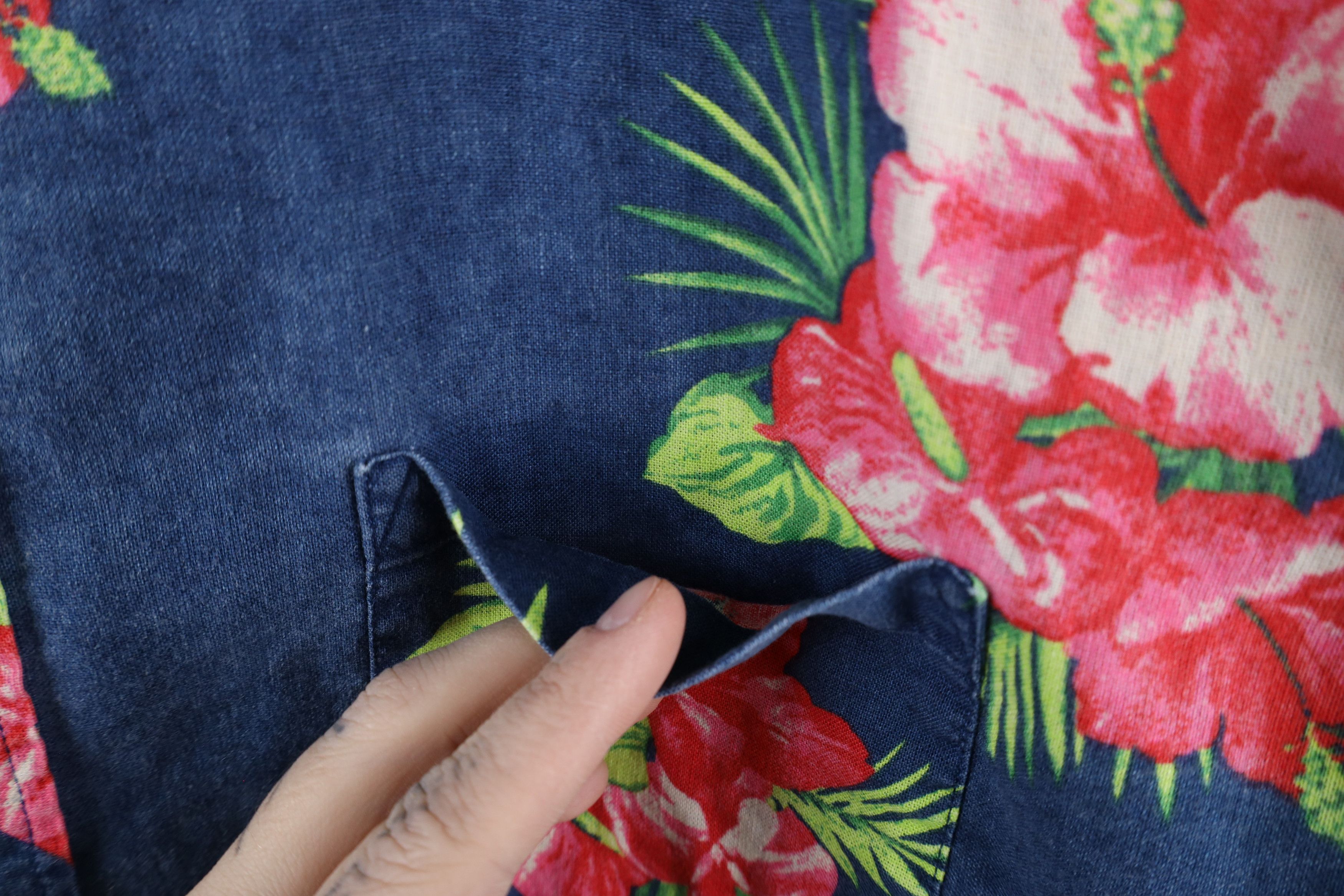 J.Crew × Vintage J Crew Faded Linen Blend Flower Hawaiian Button Down Shirt Size US L / EU 52-54 / 3 - 4 Thumbnail