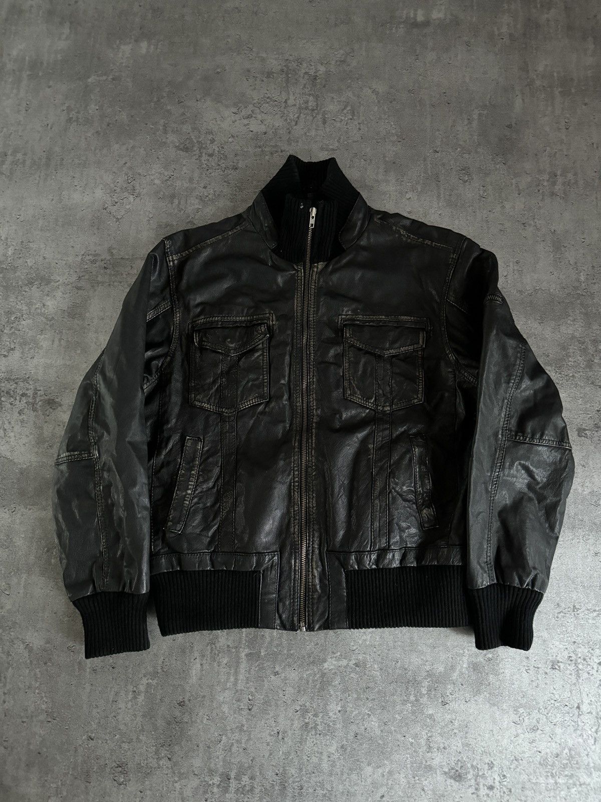 Genuine Leather × Vintage Real Leather Bomber Jacket black boxy Opium! vintage rap y2k Size US XL / EU 56 / 4 - 1 Thumbnail