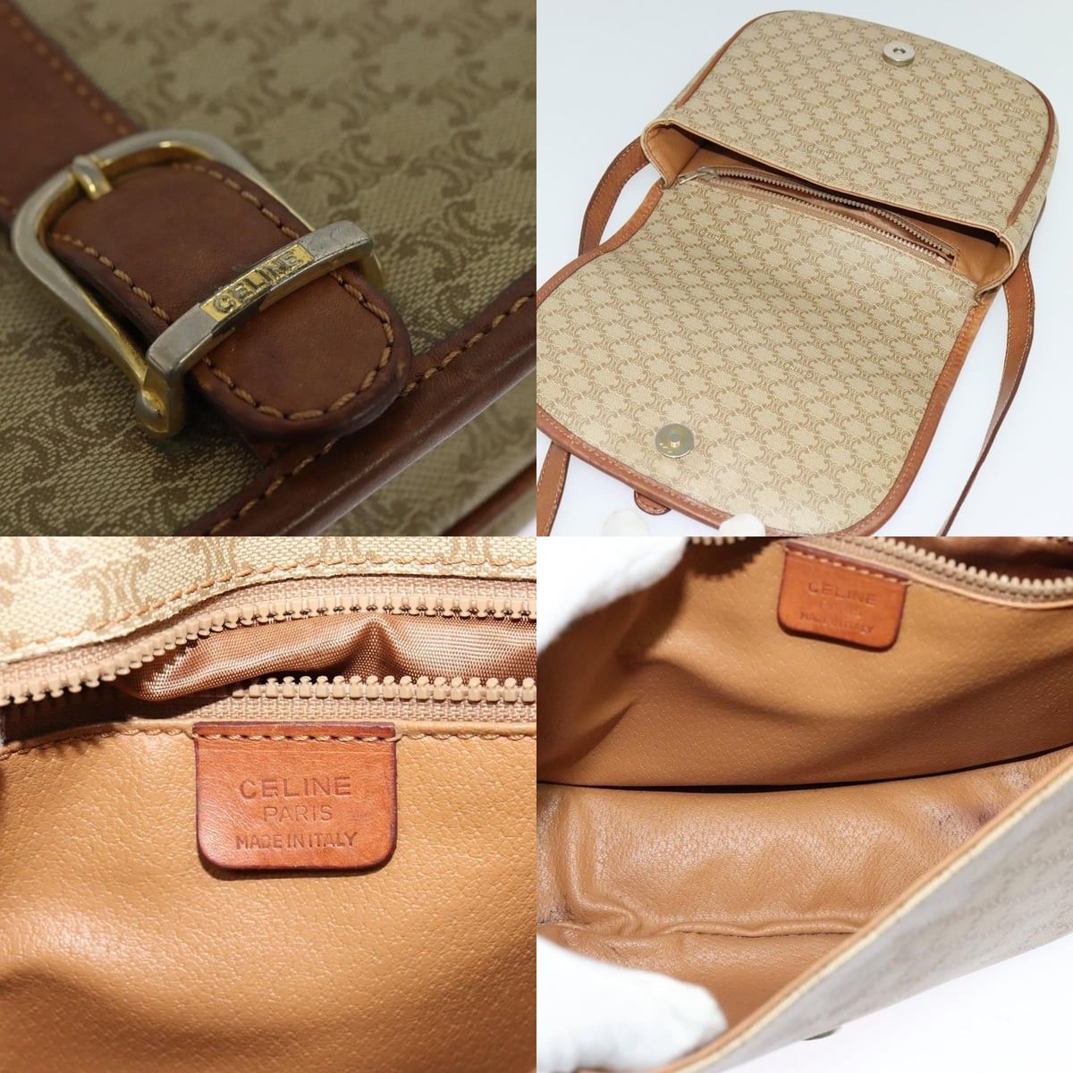 Celine CELINE Macadam Canvas Shoulder Bag Pvc Beige Gold Size ONE SIZE - 11 Thumbnail