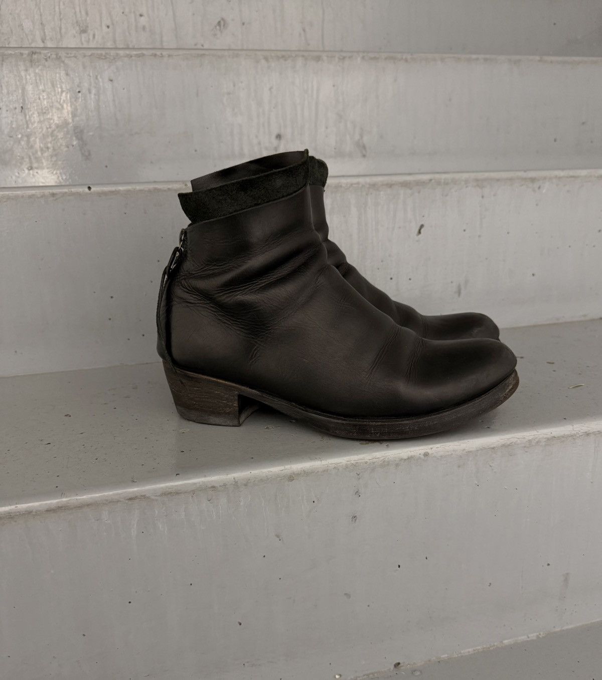 Ma+ M.A+Back Zipped Short Extra Horse Leather Boots Size US 7 / IT 37 - 1 Thumbnail
