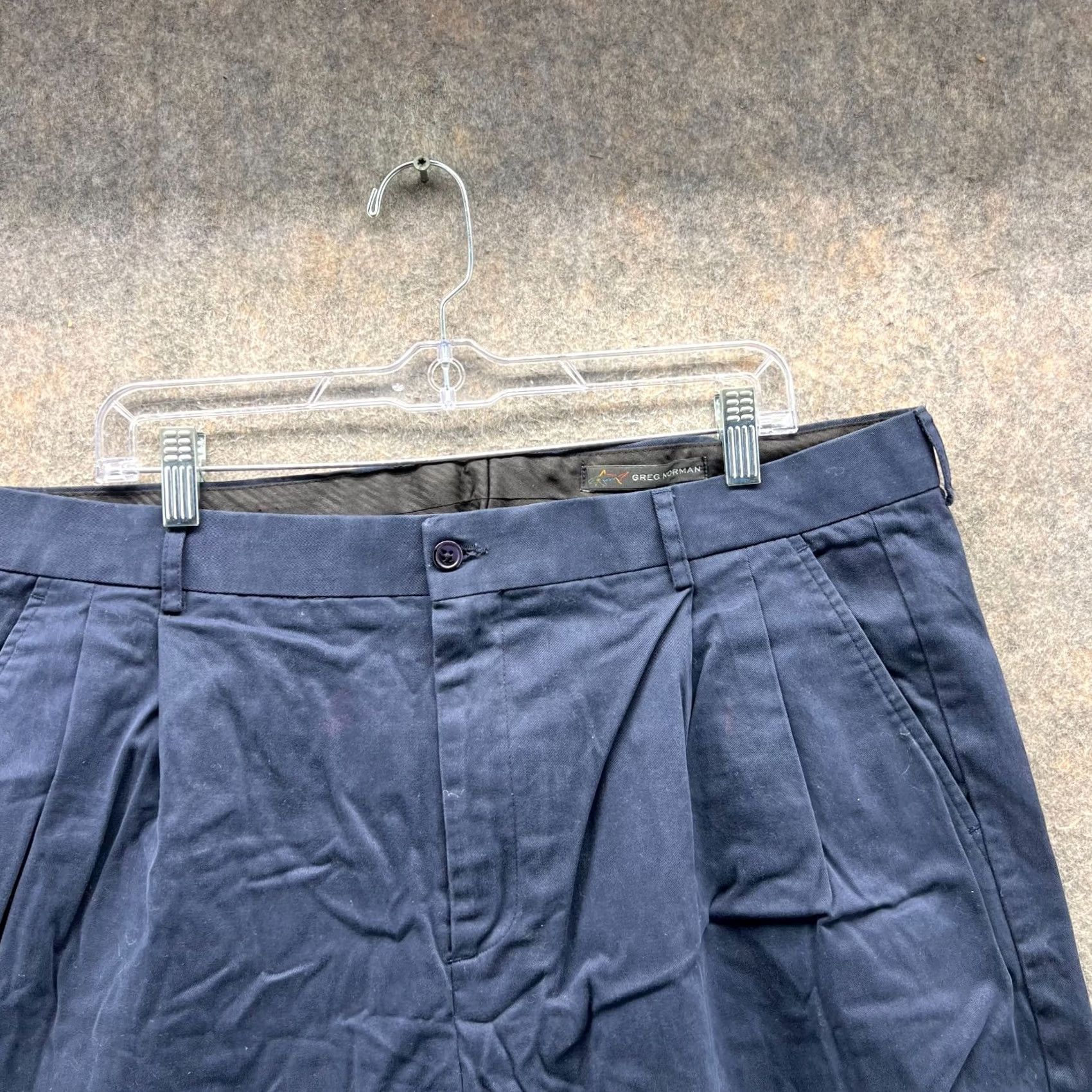 Vintage Greg Norman Shorts Mens 38 Blue Navy Chino Pleated Pima Cotton Canvas Size US 38 / EU 54 - 6 Thumbnail
