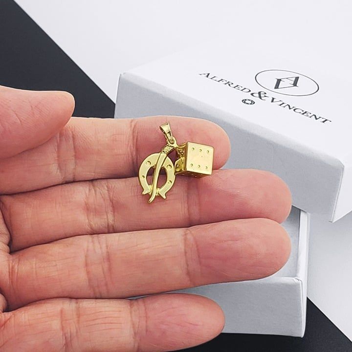 Other Dice, Horseshoe & Italian Horn Solid 14k Yellow Gold Pendant Size ONE SIZE - 4 Thumbnail