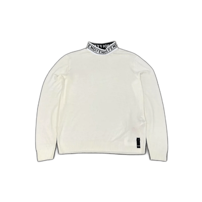 Fendi Fendi Wool Knit Sweater with Logo Collar Size US L / EU 52-54 / 3 - 1 Thumbnail