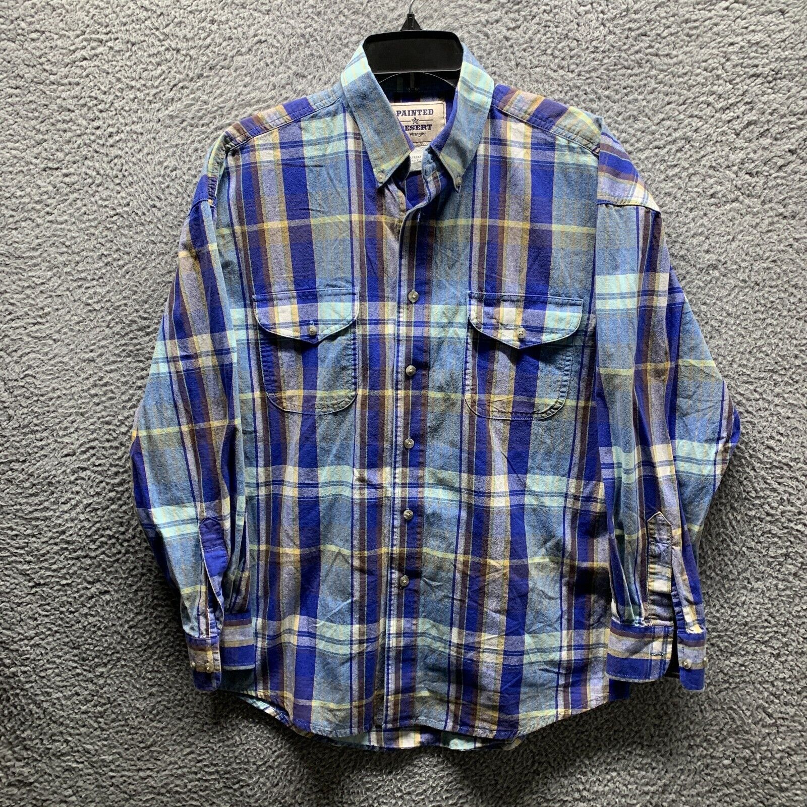 Wrangler Wrangler Shirt Adult Medium Blue Yellow Cowboy Rodeo Western ...