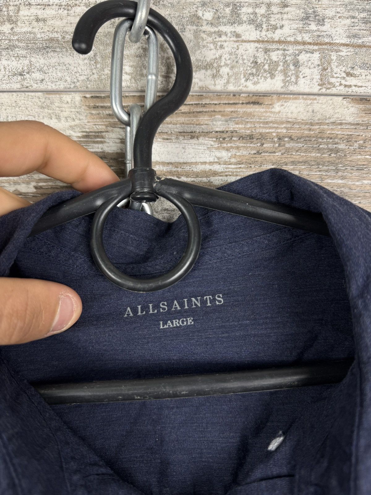 Allsaints × Japanese Brand Mens Vintage AllSaints Avila SS Shirts button up luxury navy Size US L / EU 52-54 / 3 - 6 Thumbnail