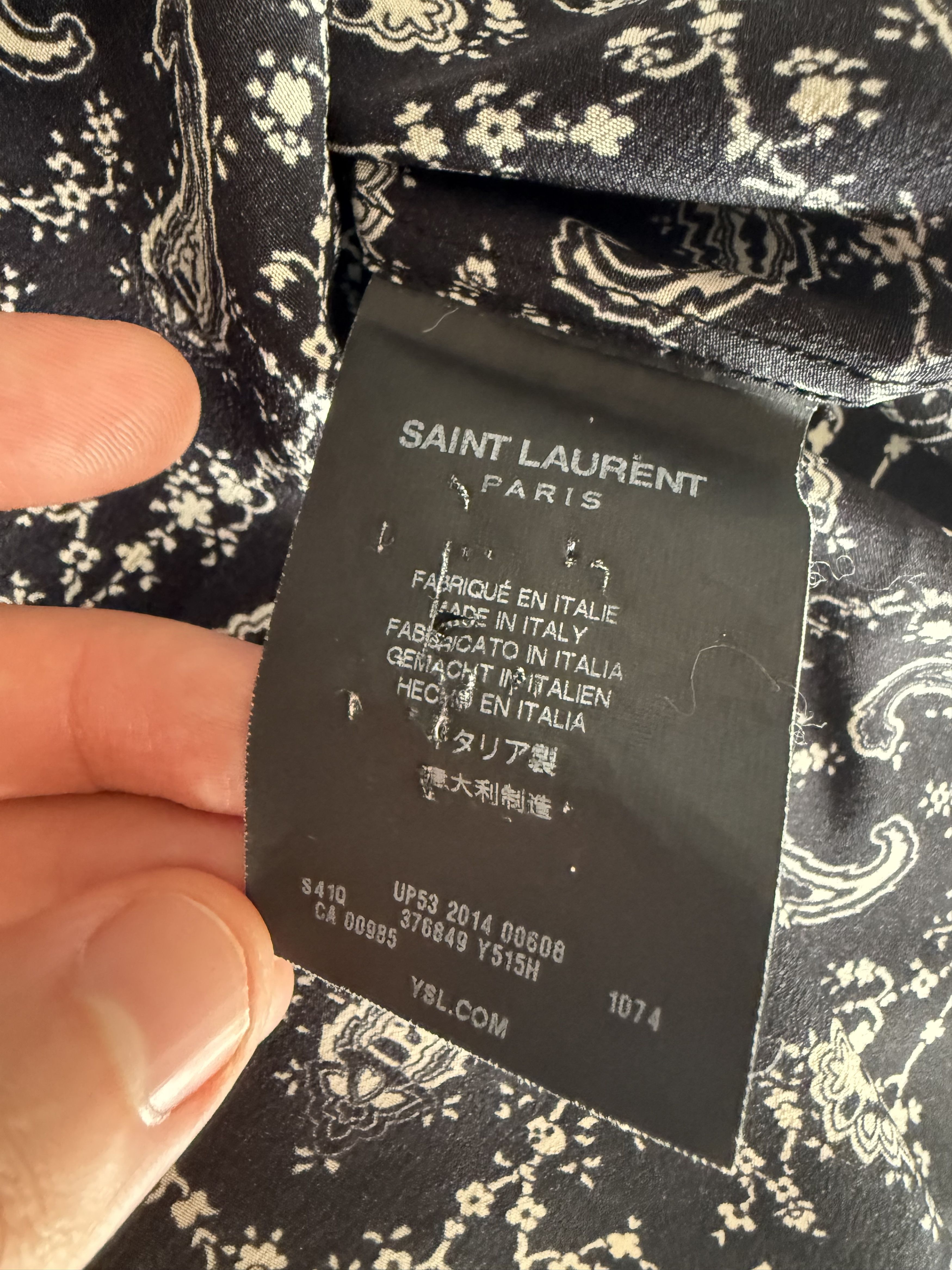 Saint Laurent Paris SS14 Saint Laurent Paisley Silk Shirt Size US XL / EU 56 / 4 - 11 Thumbnail