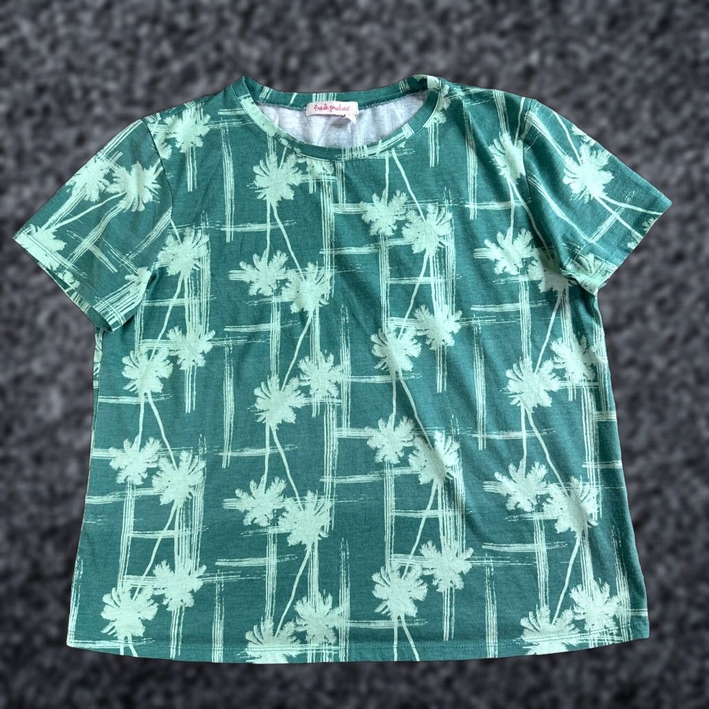 Vintage Fresh Produce Shirt Womens XL Green Floral Palm Tree Short Sleeve Shirt Size XL / US 12-14 / IT 48-50 - 1 Thumbnail